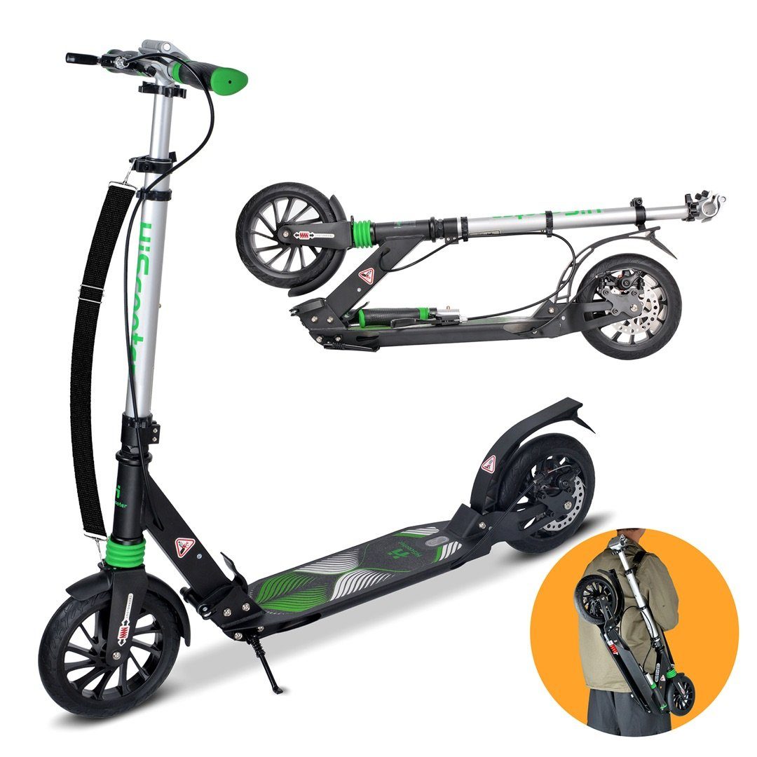 Tretroller Teenager Grosse Räder Scooter Klappbar Roller Erwachsene mit Handbremse Cityroller 100 kg Belastbar 