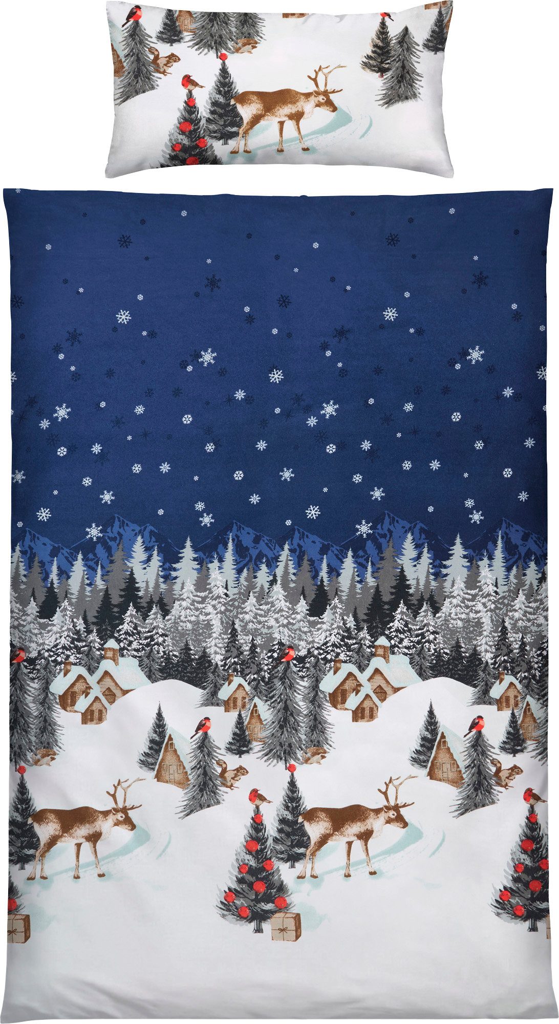 Erwin Müller Bettwäsche Bettwäsche, Baumwolle, Edelflanell Motiv: Winterlandschaft/Sterne