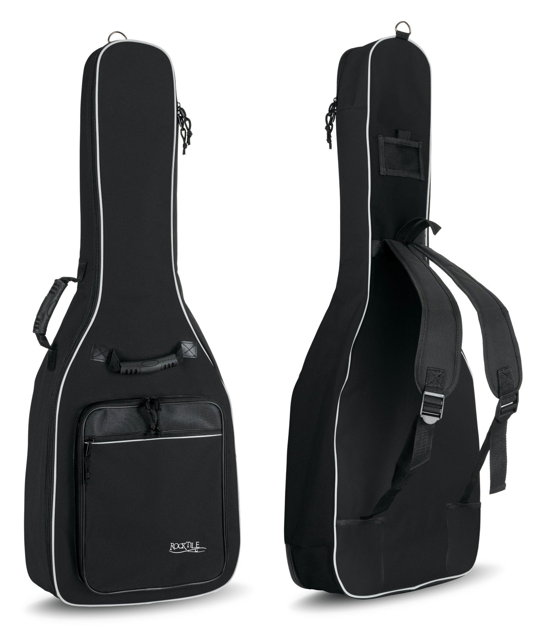 Rocktile Gitarrentasche Klassik-Gitarrentasche 4/4-Größe (Gigbag mit weicher Polsterung, inkl. 2 Fronttaschen für Noten/Zubehör), Ergonomisch geformter Komfort-Griff