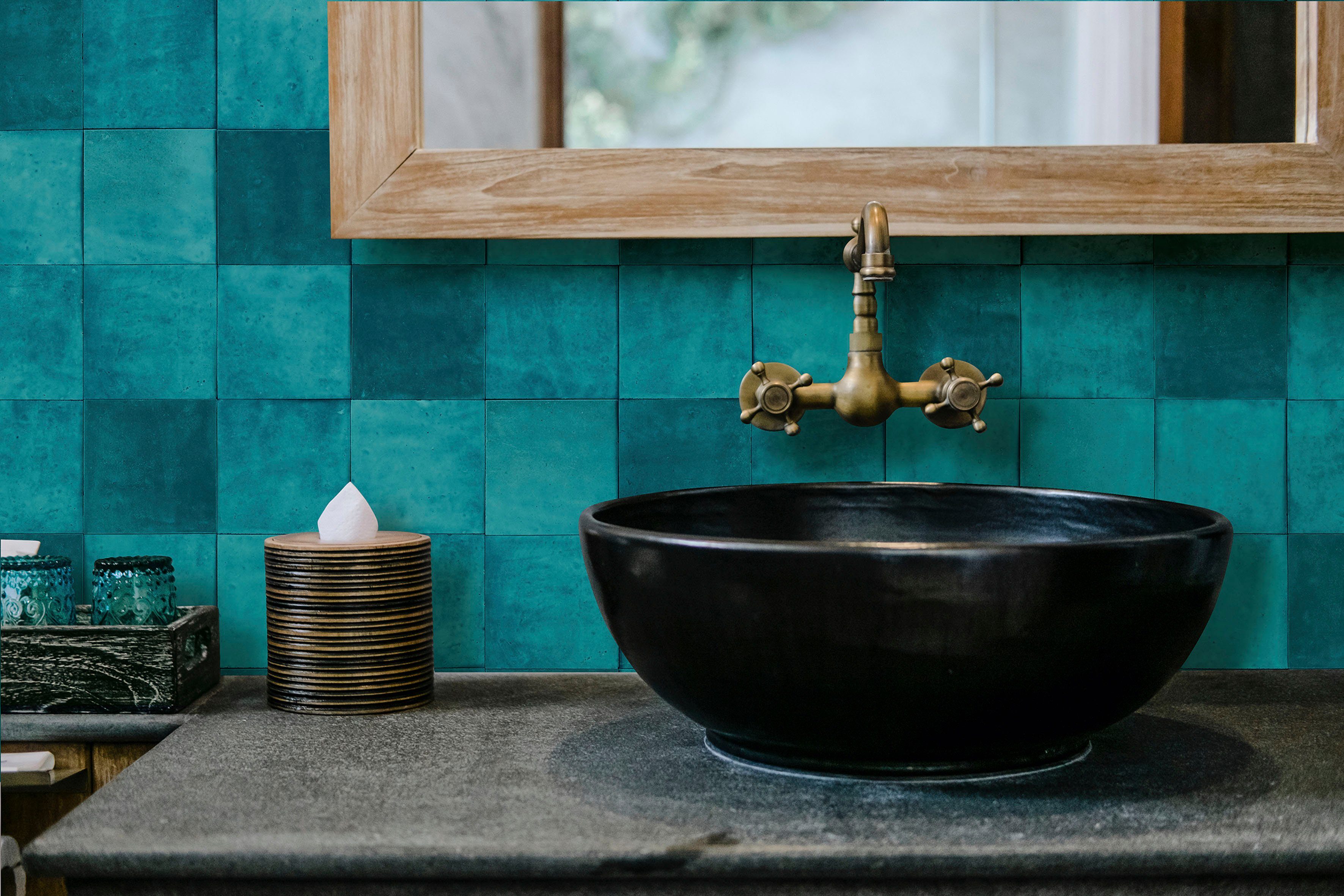 Marburg Fototapete Tile, glatt, matt, moderne Vliestapete für Wohnzimmer Schlafzimmer Küche Persenningblau