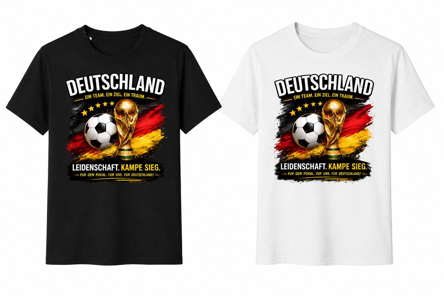 T-Shirt DeutschlandPokal Fußball Pokal Fanmotiv Print Rundhalsshirt