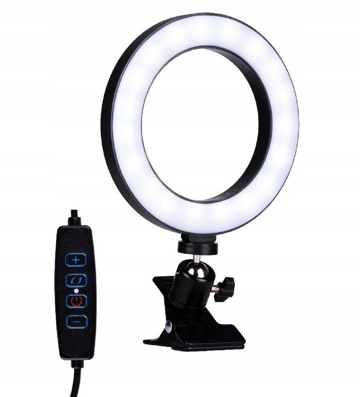 Grundig Ringlicht LED Selfie Ringlicht mit Clip, ∅ 15,6 cm – Ringlampe