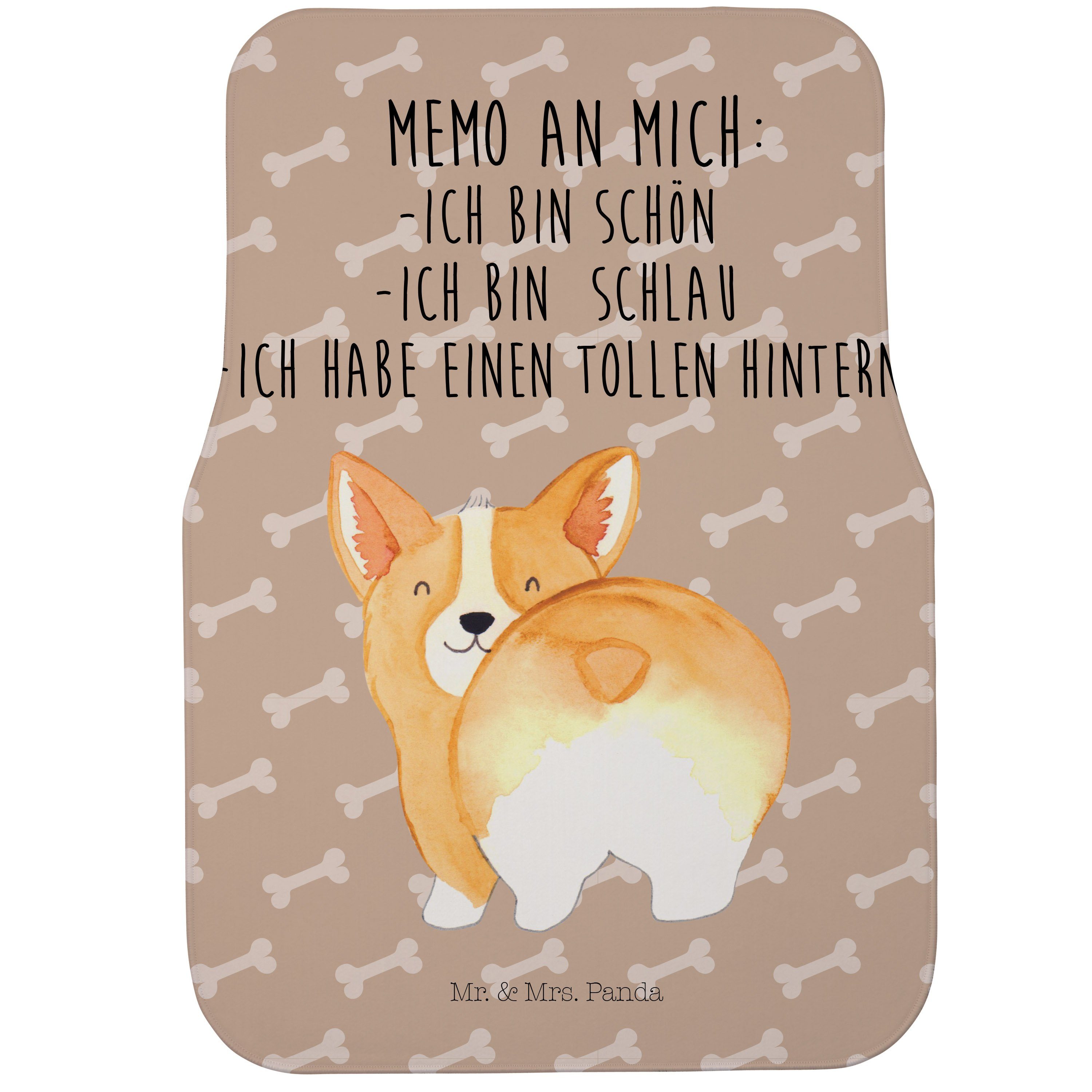 Mr. & Mrs. Panda Fußmatte Corgi Po, Automatte, Hundeglück, Po, Auto-Fußmatte, Schutzmatte Auto, rechteckig, Höhe: 63 mm, Achtsamkeit Hund Selbstvertrauen