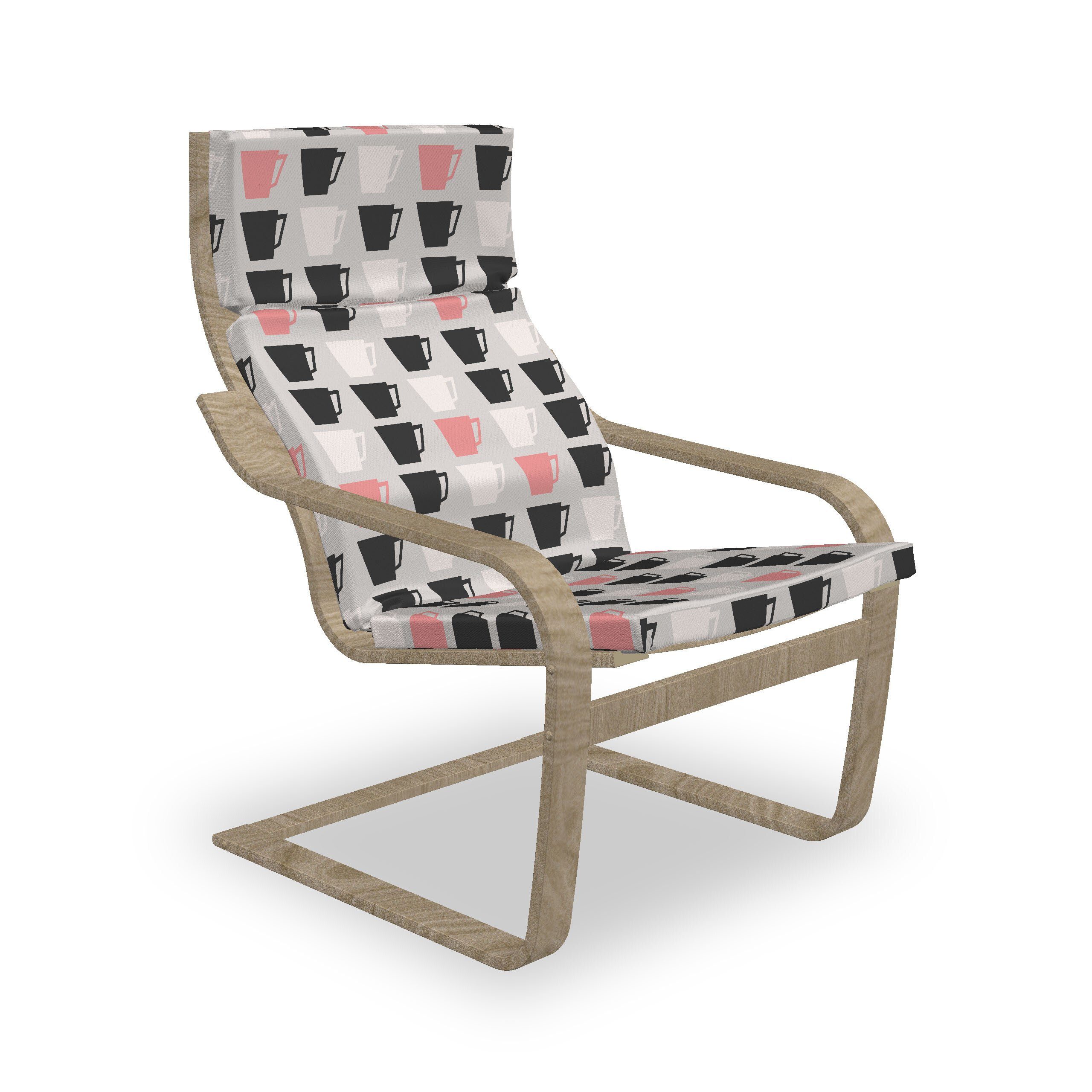 Abakuhaus Stuhlkissen Sitzkissen mit Stuhlkissen mit Hakenschlaufe und Reißverschluss, Kaffee Pastell Tassen auf grauem Hintergrund | Stuhlkissen