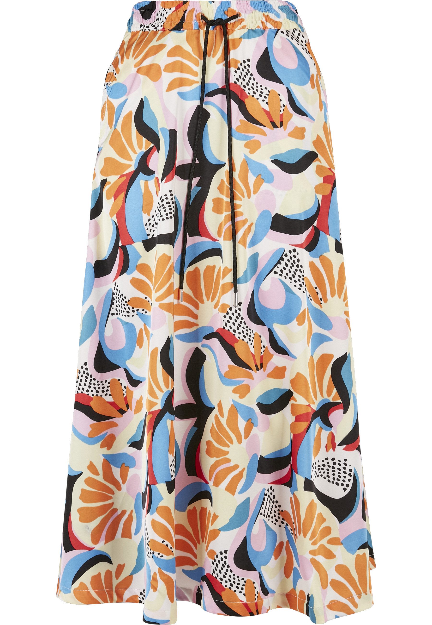 URBAN CLASSICS Jerseyrock Urban Classics Damen Ladies AOP Satin Midi Skirt (1-tlg)
