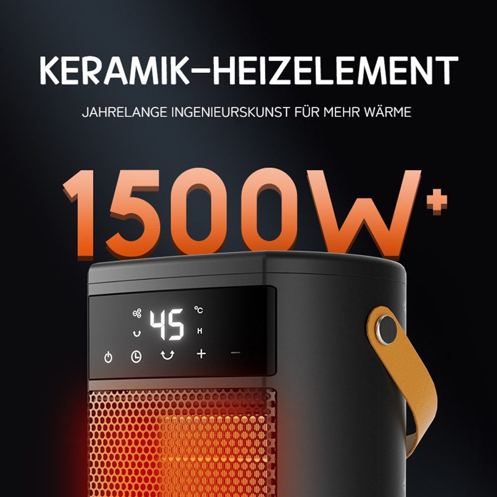 Tekoo Heizlüfter Energiesparend, 1500W Keramik Heizlüfter, Leise, 2 Stufen, Timer, 70° Oszillation, 12h Timer, LED-Display