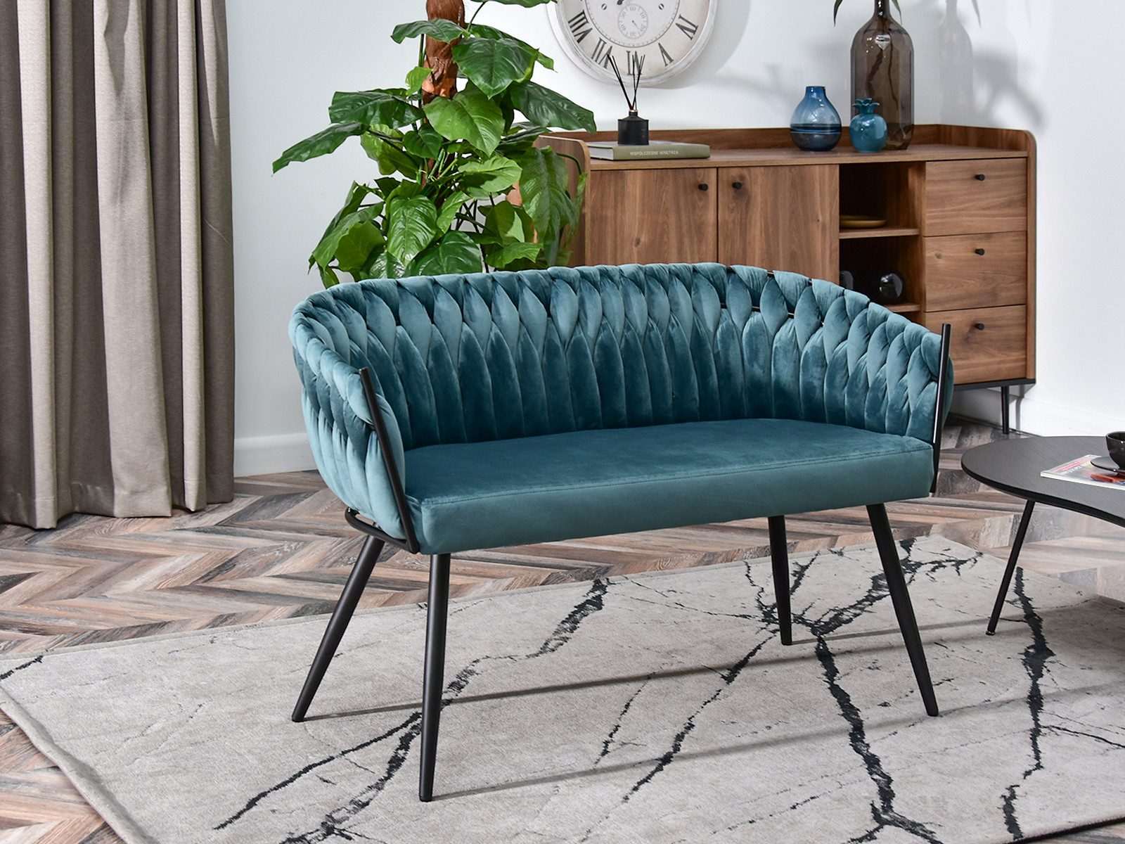 Compleo Polsterbank 2-Sitzer, Geflecht, velvet, ROSE perfekt für den Flur