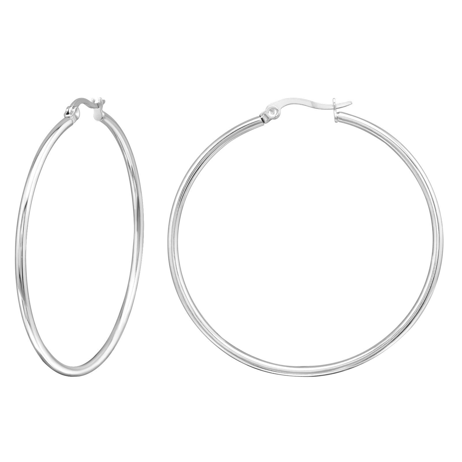 BUNGSA Creolen-Set Creolen 5cm Silber aus Edestahl Damen (1 Paar (2 Stück), 2-tlg), Ohrschmuck Ohrringe