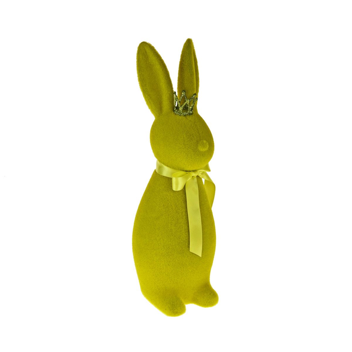 Werner Voß Dekofigur Hase mit Krone gelb beflockt 48cm