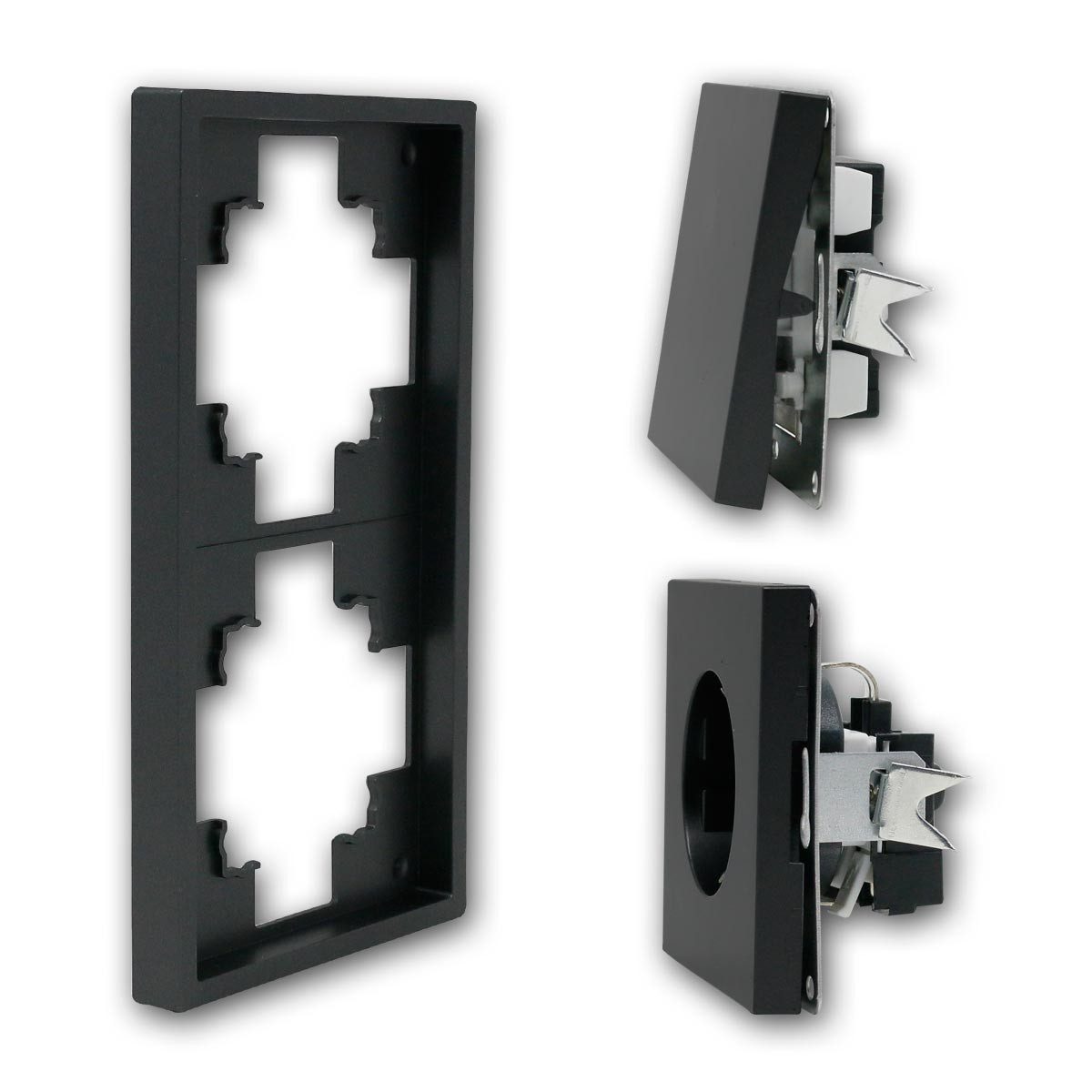 McPower Set "Tür1" SHALLOW anthr Schalter+Steckd m Rahmen Unterputzschalter – Bild 4 von 5