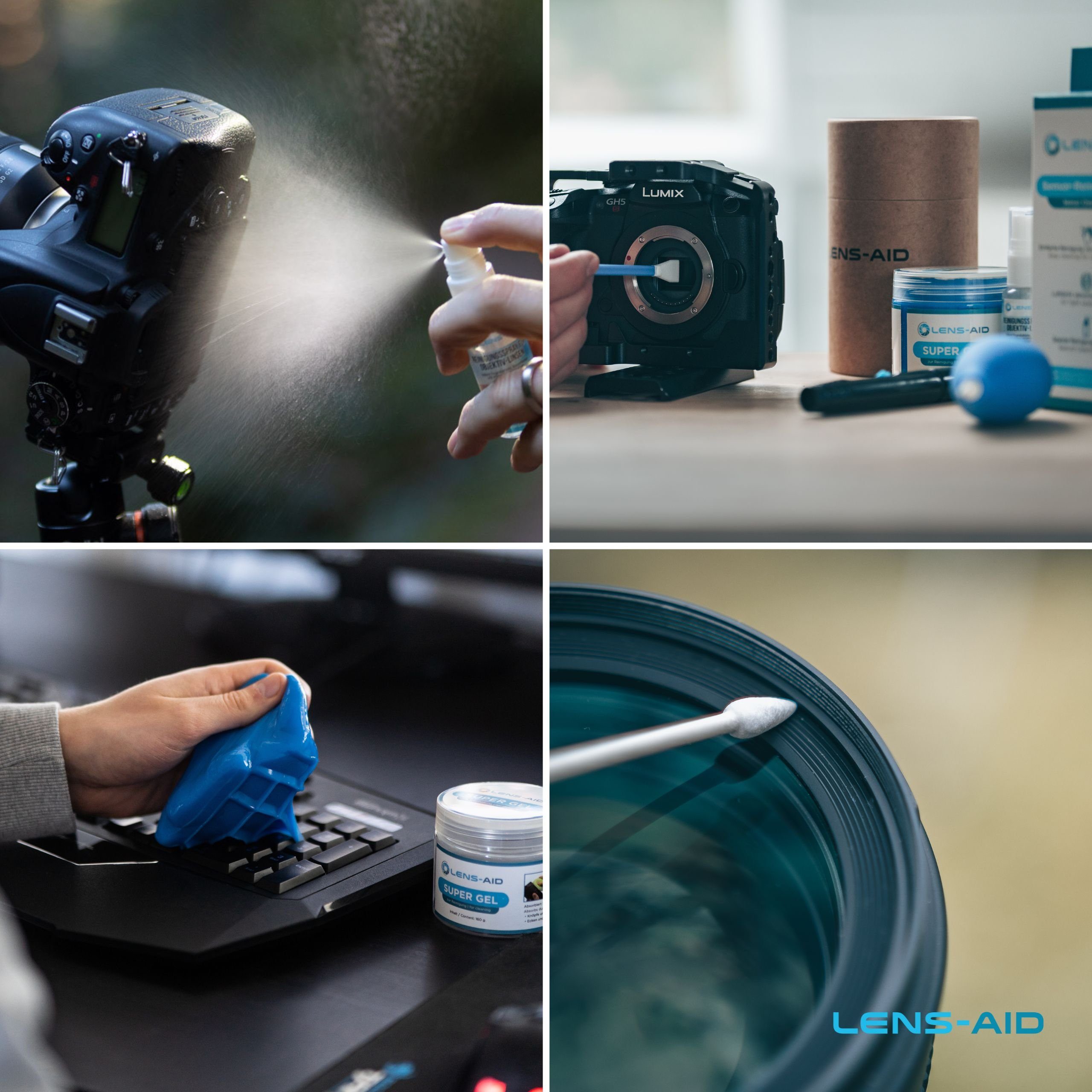 Lens-Aid Kamerazubehör-Set Kamera-Reinigungsbundle, Reinigungsgel Sensor-Reinigungsset, 8-in-1-Reinigungsset, (Spar-Set)