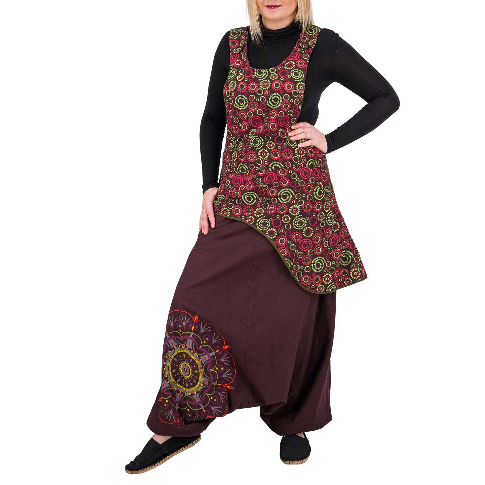 KUNST UND MAGIE Haremshose Latzhose Haremshose Jumpsuit 70er Overall Hippie Boho Ibiza Style