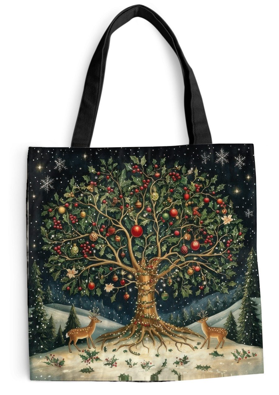 MuchoWow Shopper Partybaum - Winterhimmel - Farbenfroh, Handtasche, Damen und Herren, Schultertasche, Umhängetasche, Tote Bag