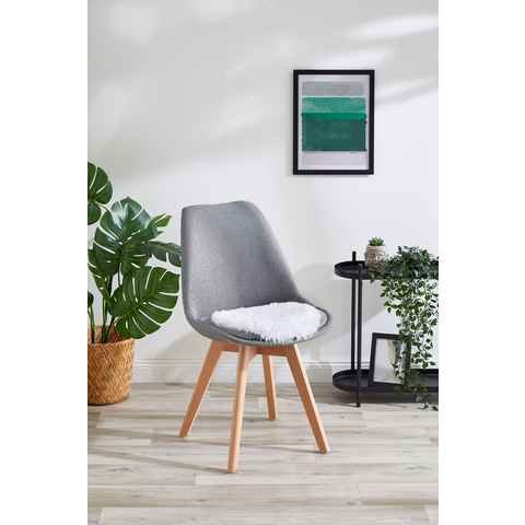 Home affaire Sitzkissen Alpa, 4er Set, Sitzauflage, Kunstfell, rund, Ø 34 cm, einfarbig, sehr weich, waschbar
