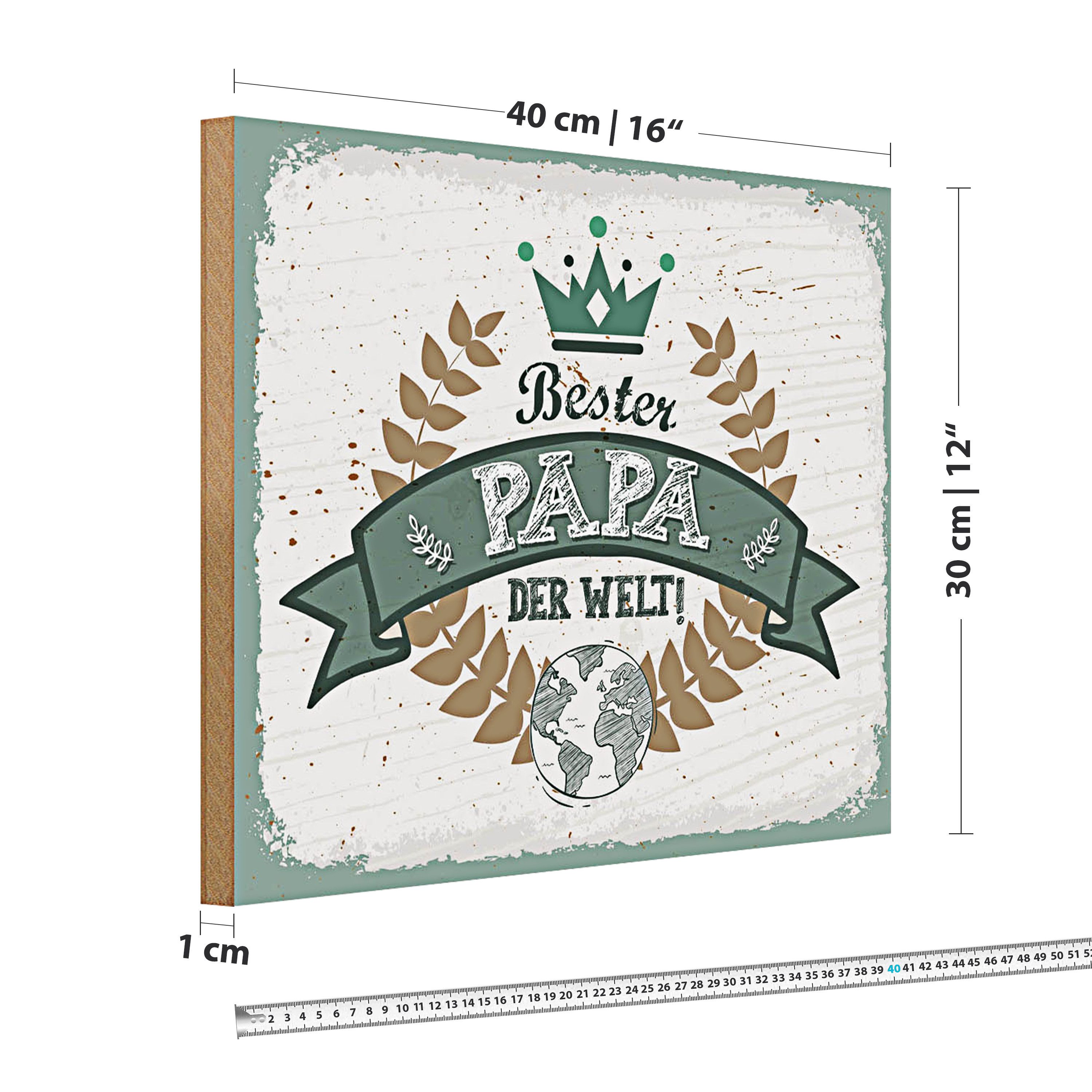 Roomando Holzbild Spruch Bester Papa der Welt 40x30cm