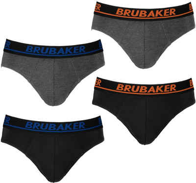 BRUBAKER Slip 4er Pack Herren Komfort Unterhosen mit elastischem Bund (Mehrfachpackung, 4-St., 4er-Pack) Männer Slips Stretch Unifarben Unterwäsche