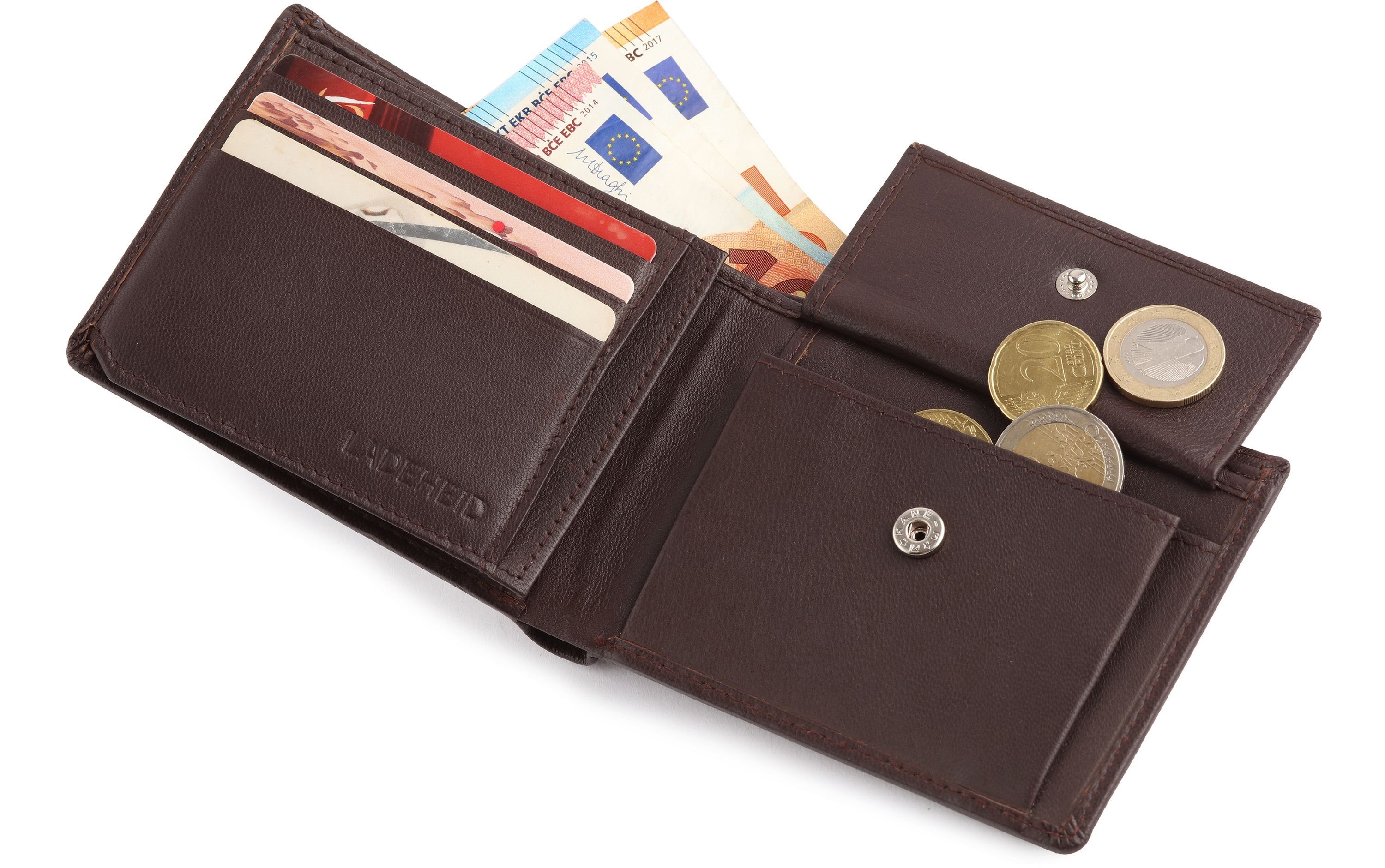 Echtleder mit Ladeheid vielen Portemonnaie Brieftasche Fächern aus Herren (1-tlg) LA40-166 Braun Geldbörse