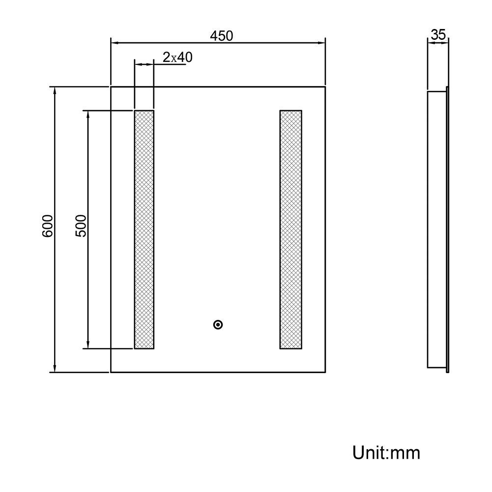 mit Wandspiegel, Badspiegel, Lichtspiegel cm,Wandschalter,IP44, Badspiegel / IP44 50×70 Beleuchtung, Badspiegel Kaltweiß,Badezimmerspiegel, 45x60 SONNI