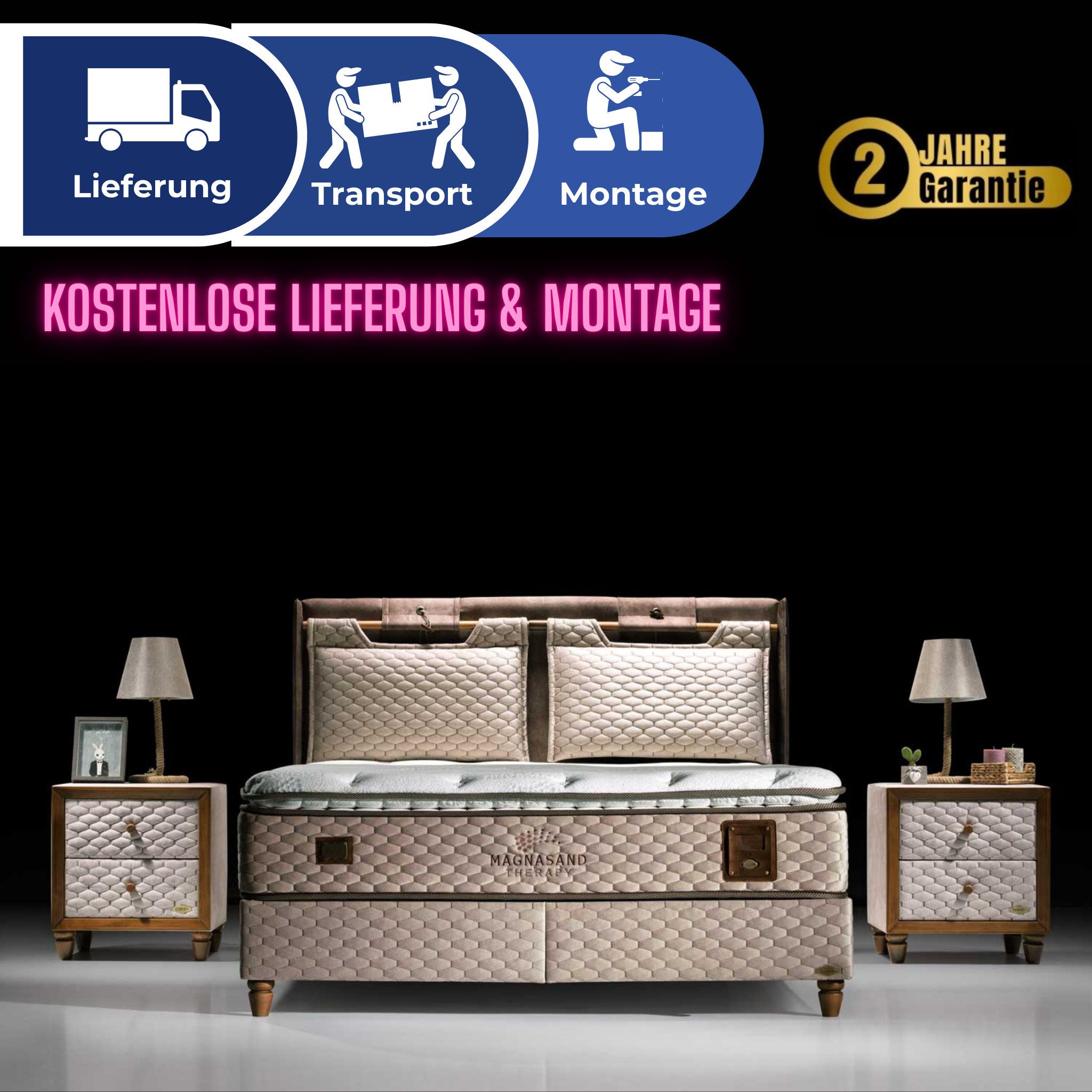 Bambi Boxspringbett Magnasand Stauraumbett inkl. Matratze und Kopfteile (Se günstig online kaufen