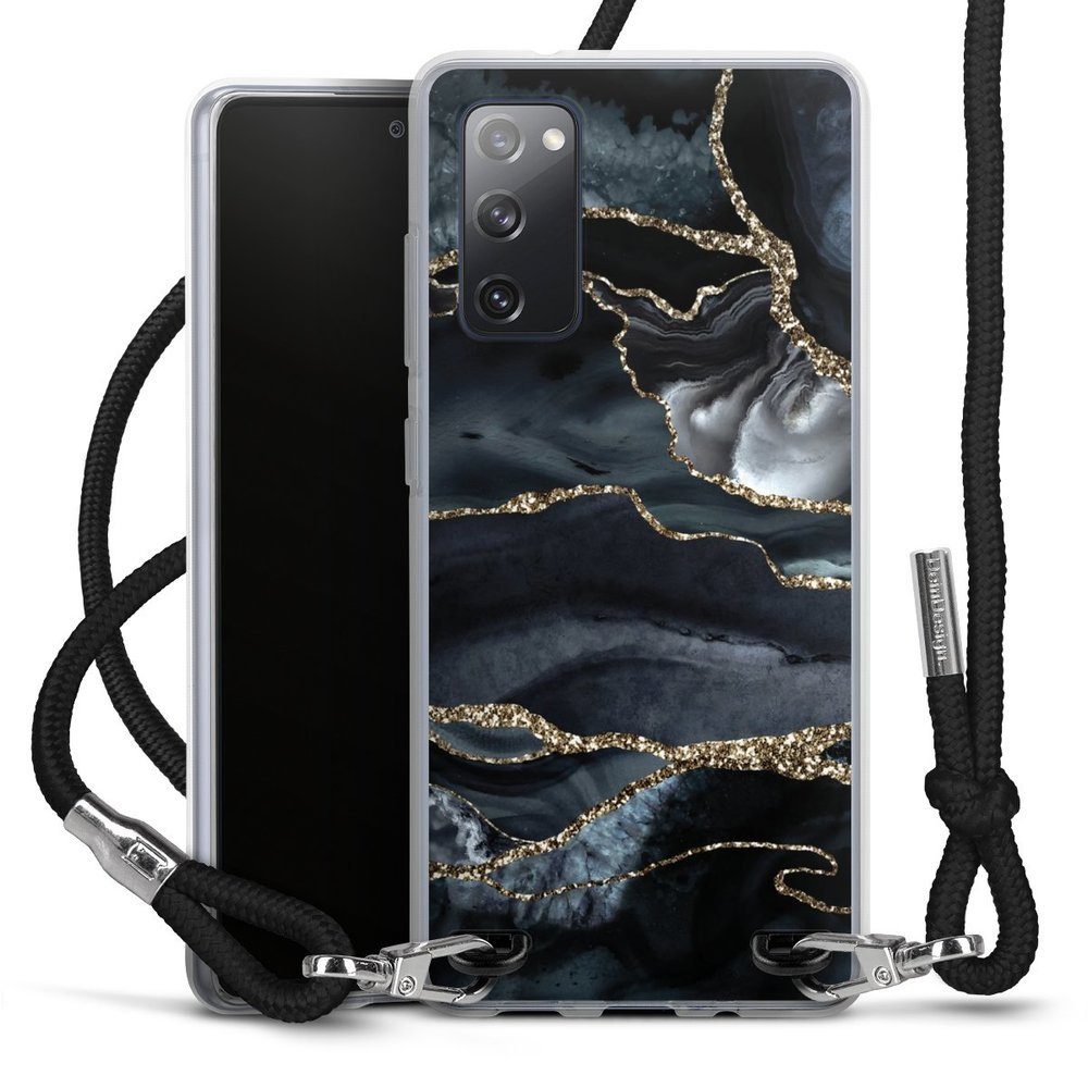 DeinDesign Handyhülle Glitzer Look Marmor Trends Dark marble gold Glitter look, Samsung Galaxy S20 FE Handykette Hülle mit Band Case zum Umhängen