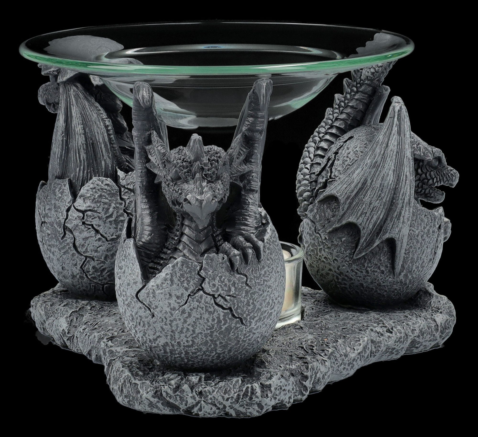 Figuren Shop GmbH Duftlampe Duftlampe - Drachen schlüpfen - Fantasy Teelichthalter Drachenei Deko