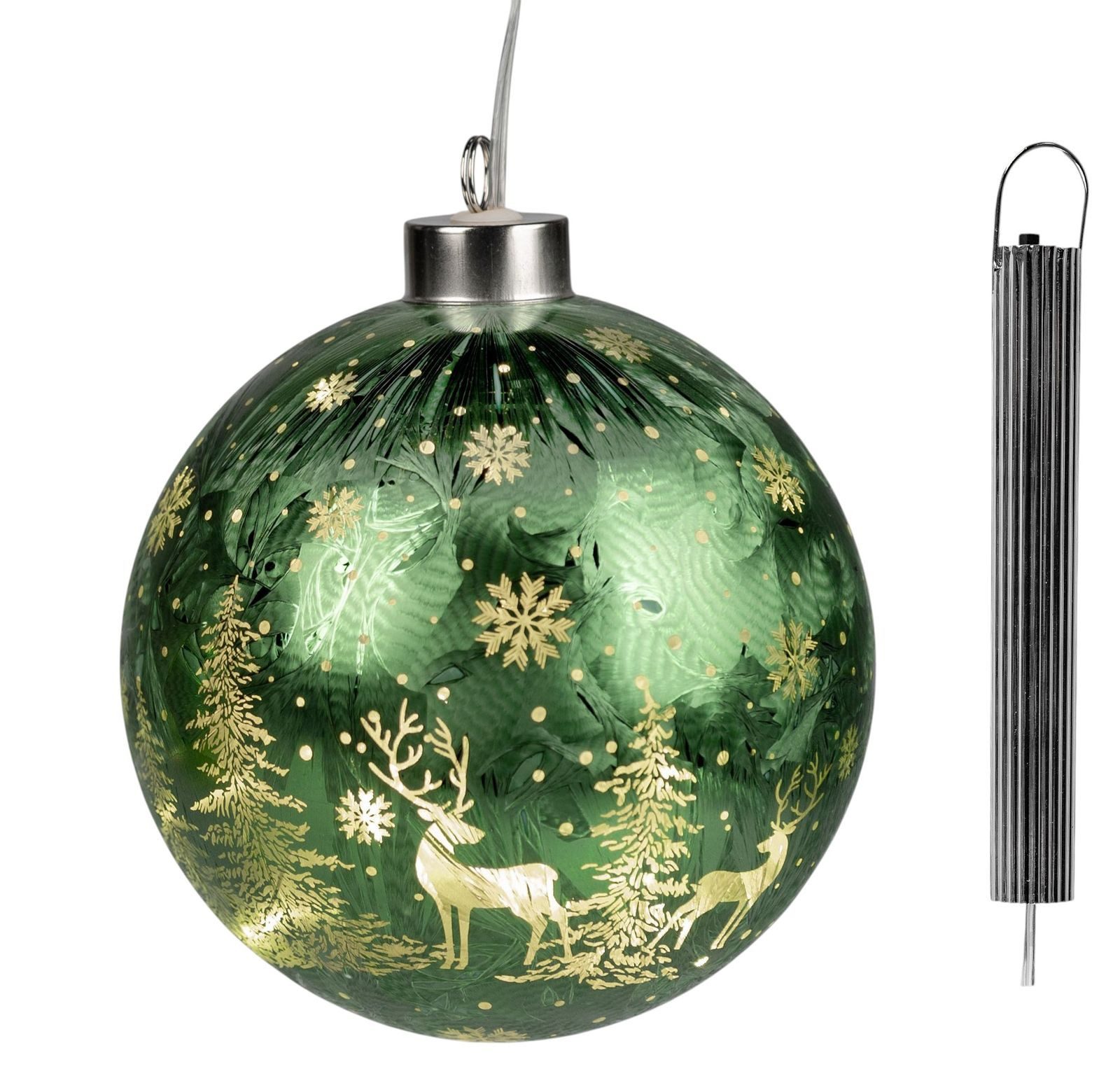 formano LED Dekolicht LED Weihnachtskugel Frosty Grün zum Hängen 10 cm Hängelicht Farbglas, LED fest integriert