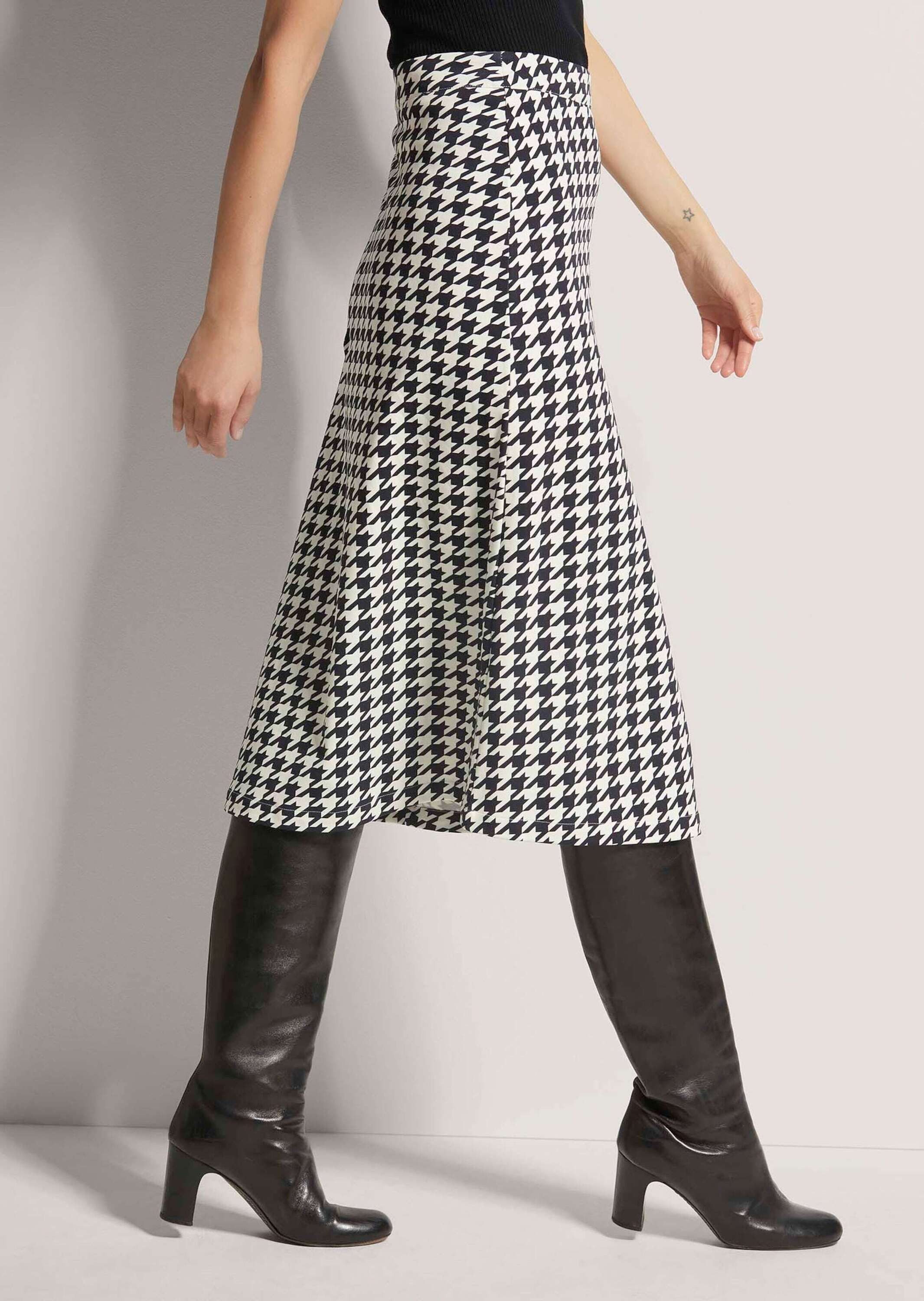 MADELEINE Maxirock Langer Rock im Hahnentritt-Dessin