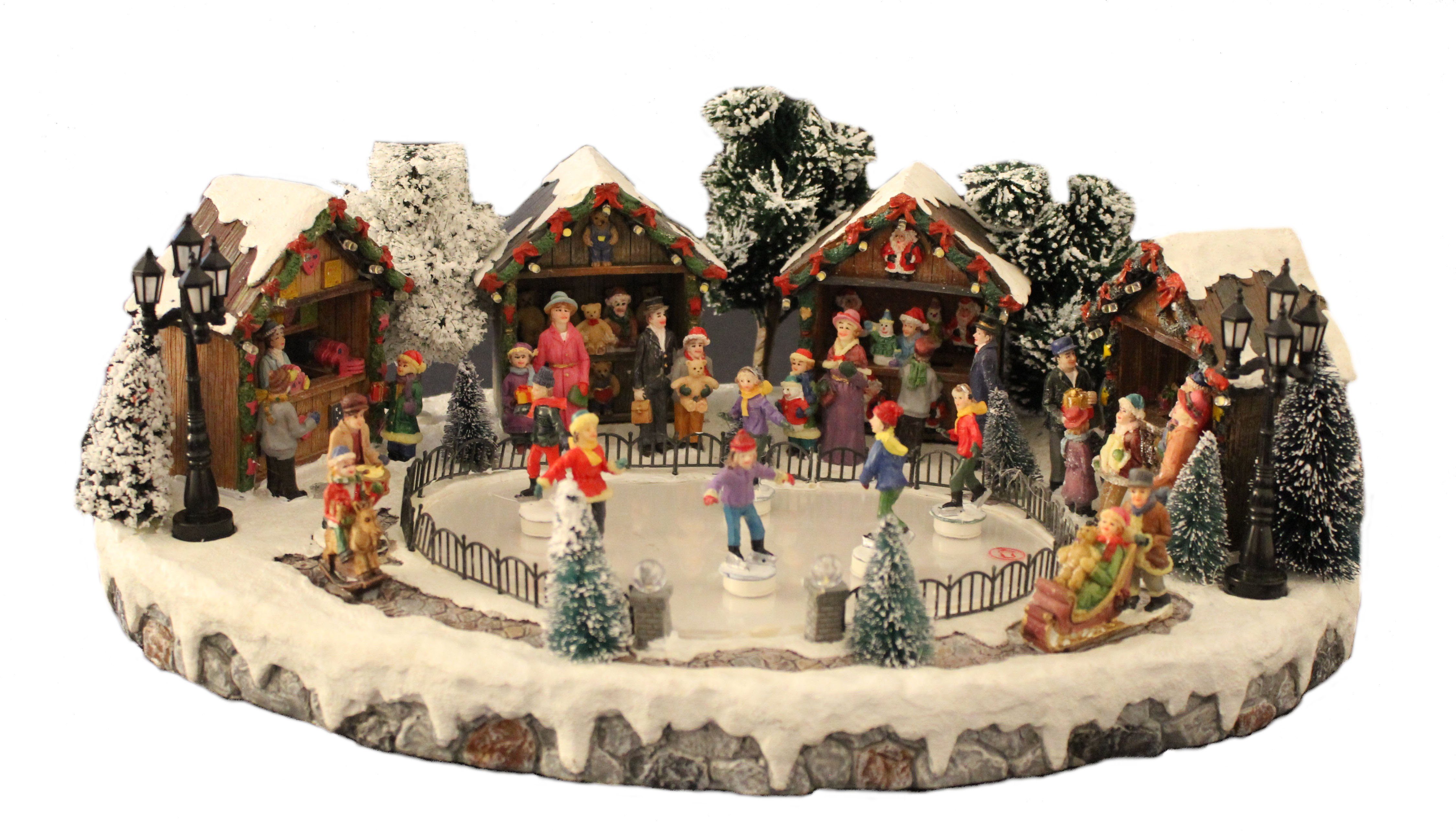 G.Wurm GmbH Weihnachtsszene Winterszene Eisläufer mit Licht, Musik und Bewegung