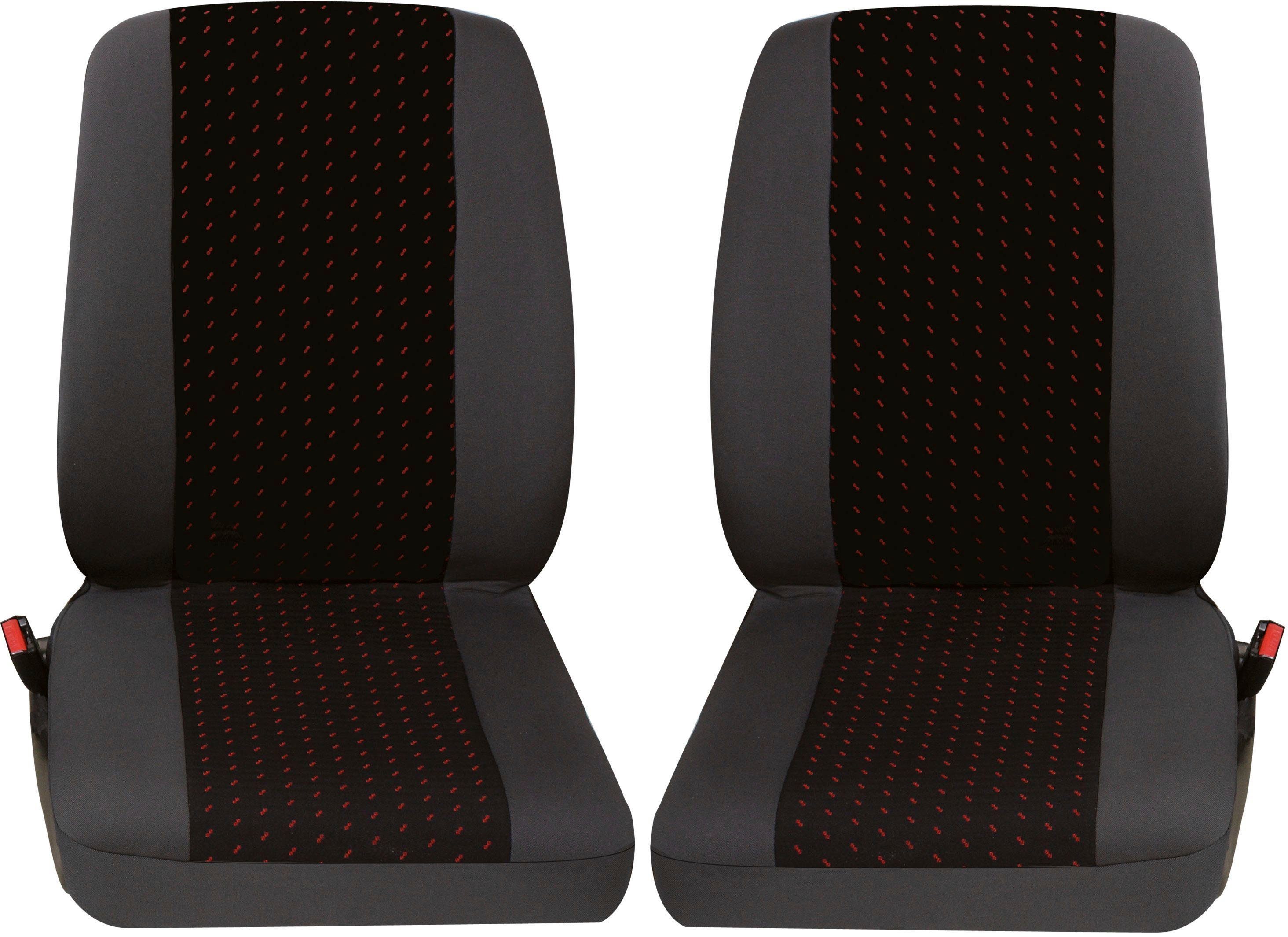 universelle Passform für 2-tlg "Profi für Transporter/ Bestehend Autositzbezug vorne, zwei Einzelsitzen, in Kombi, aus Petex Sitzbezug 1" rot,