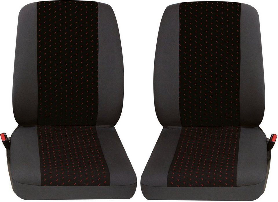 Petex Autositzbezug Sitzbezug für Transporter/ Kombi, 2-tlg Profi 1 in  rot, für vorne, Bestehend aus zwei Einzelsitzen, universelle Passform,  Nicht geeignet für Fahrzeuge mit Seitenairbag!