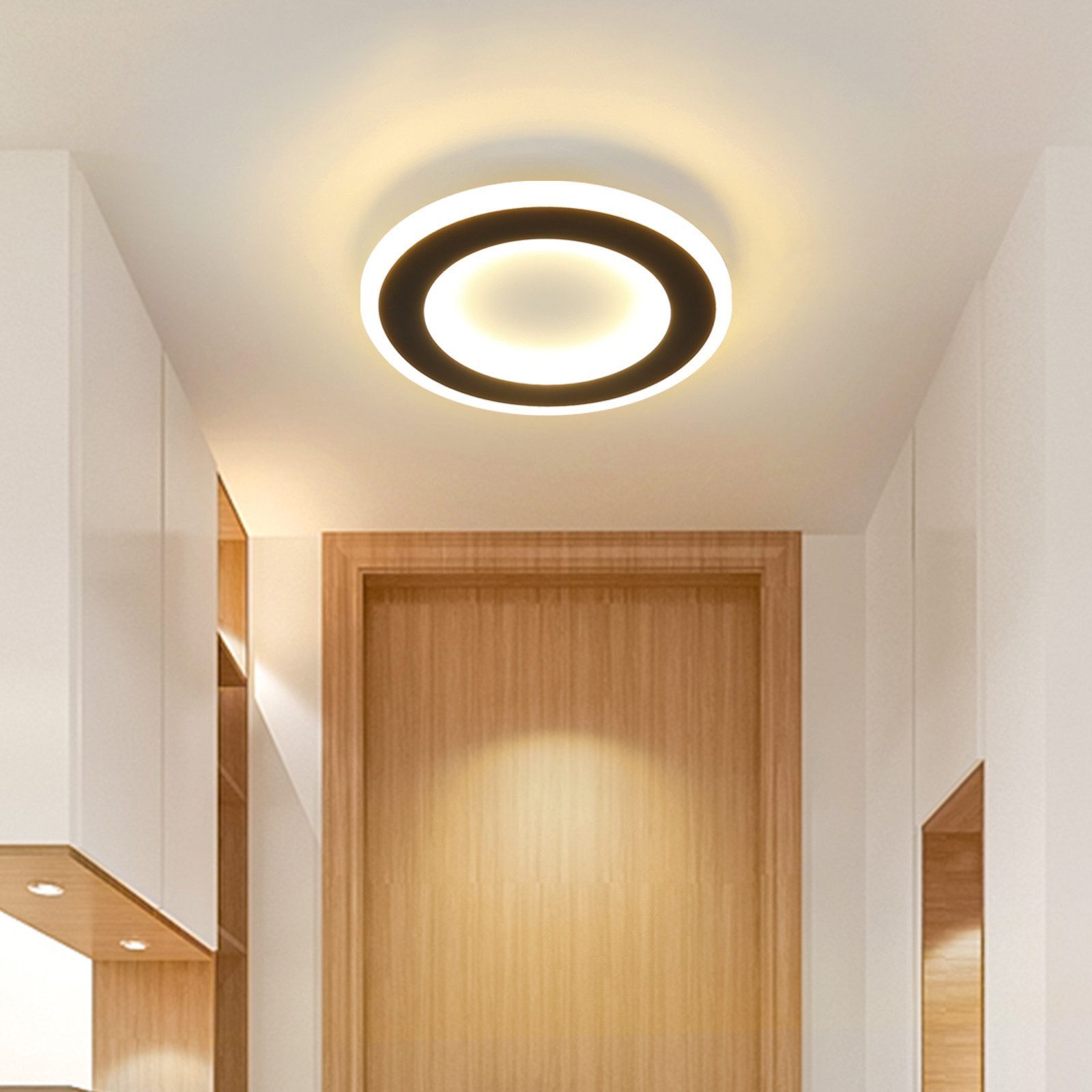 Nettlife LED Deckenleuchte Modern Schwarz Weiß Quadratisch Ø24cm 3000K, LED fest integriert, Warmweiß, für Wohnzimmer Schlafzimmer Küche Flur – Bild 3 von 5