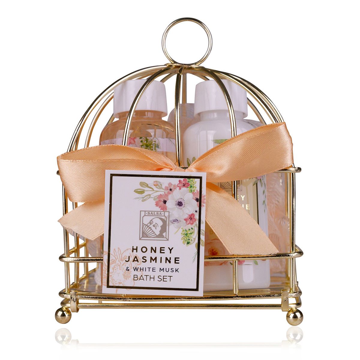 ACCENTRA Pflege-Geschenkset Salsa Badeset HONEY JASMINE in Drahtkorb Geschenkset, in einem Drahtkorb