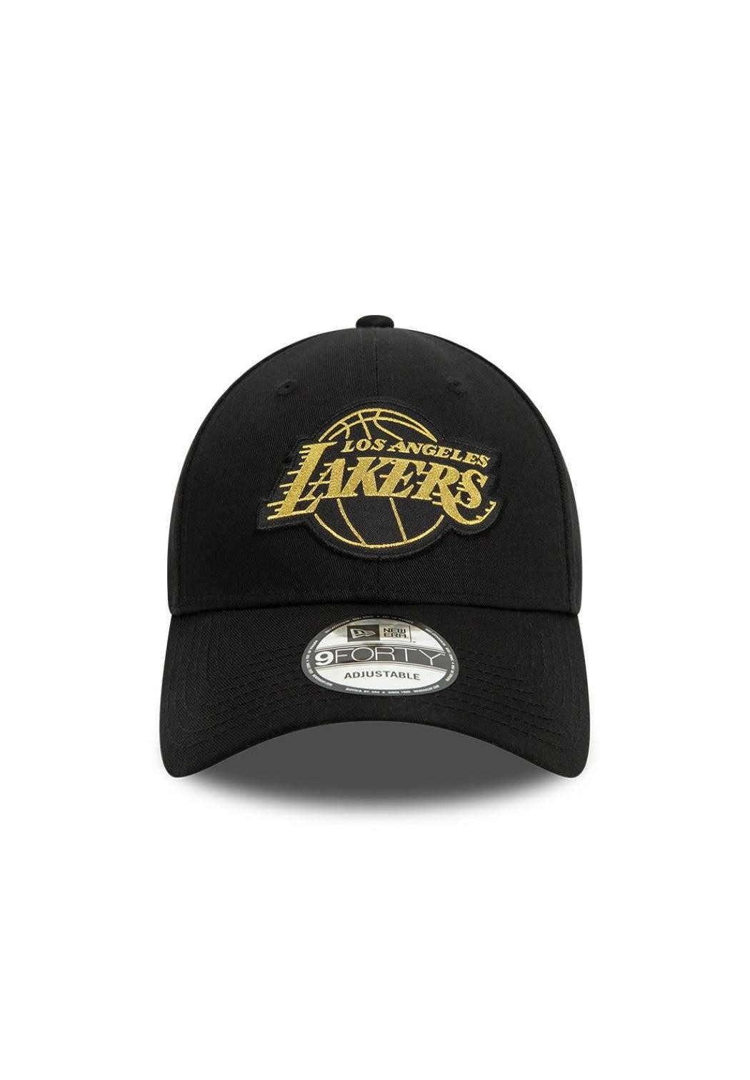 New Era Baseball Cap Los Angeles Lakers NBA Metallic Badge Schwarz Verstellbare 9Forty Cap (1-St)