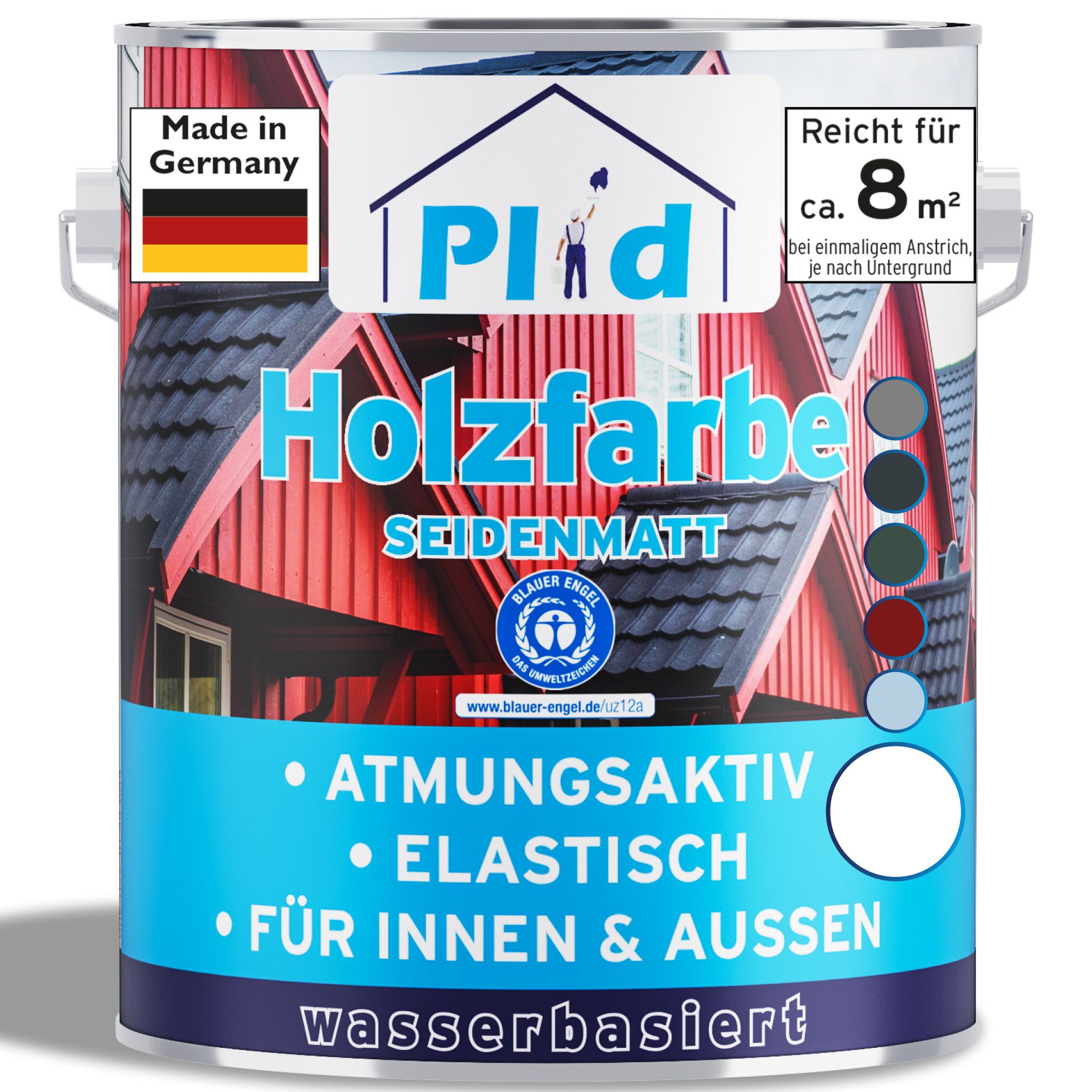 plid Holzlack Holzfarbe Holzlack Schwedenhausfarbe Landhausfarbe Dauerschutzfarbe, Schnelltrocknend, verarbeitungsfertig