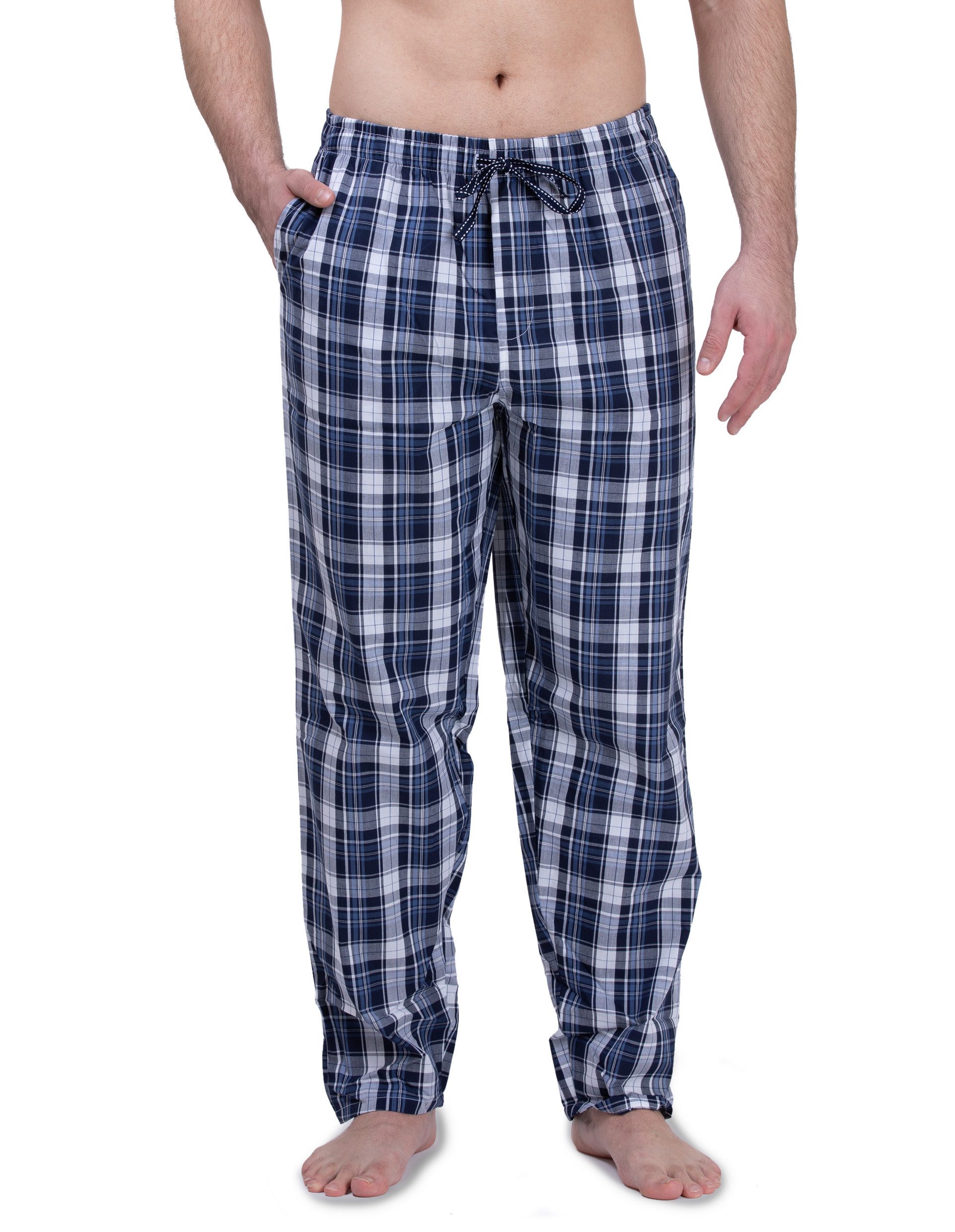Moonline Schlafhose Herren Webhose Freizeithose Loungewear aus 100% Baumwolle