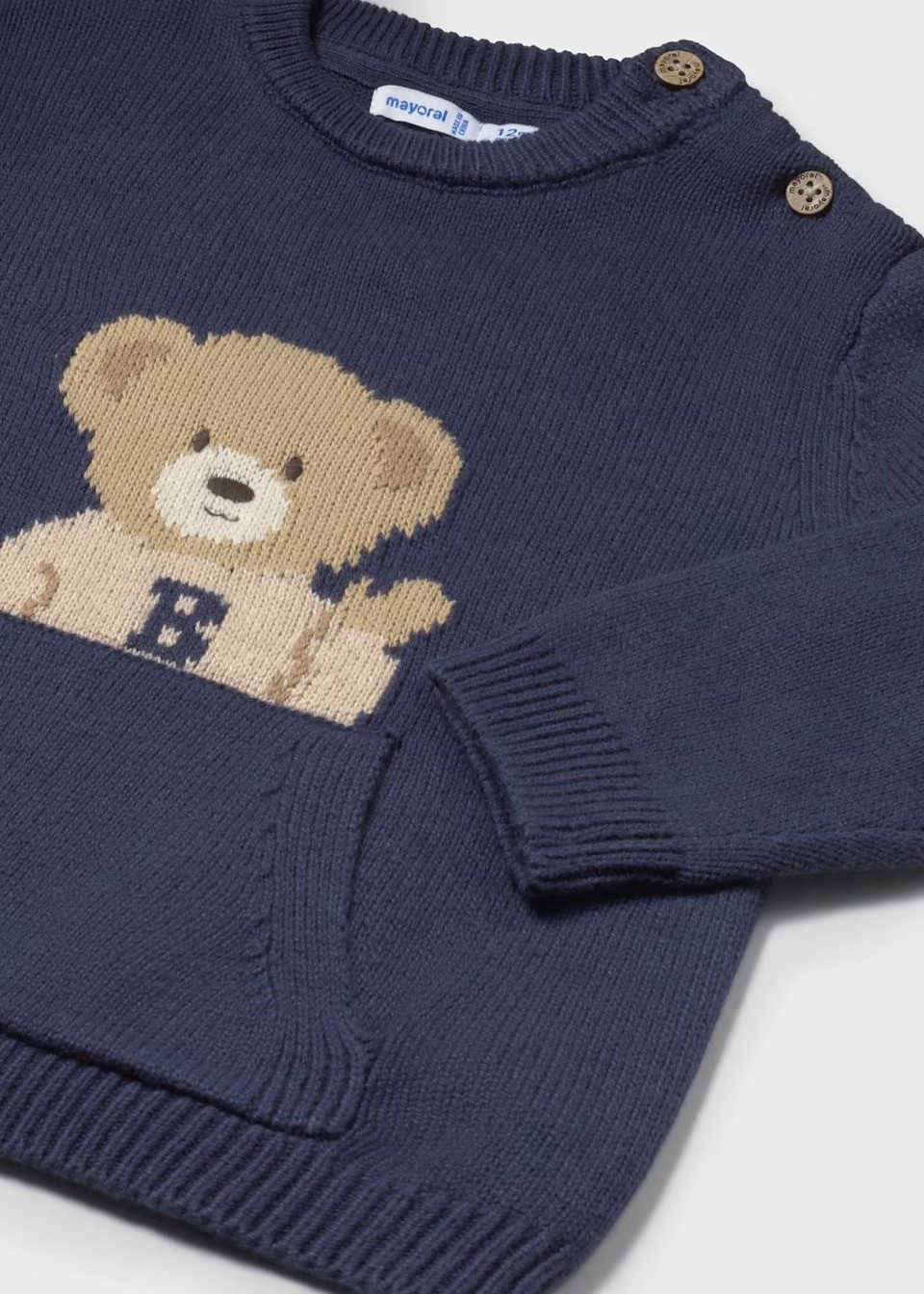 Mayoral Rundhalspullover Pullover Bärchen mit Bauchtasche in blau– Baby (234160)
