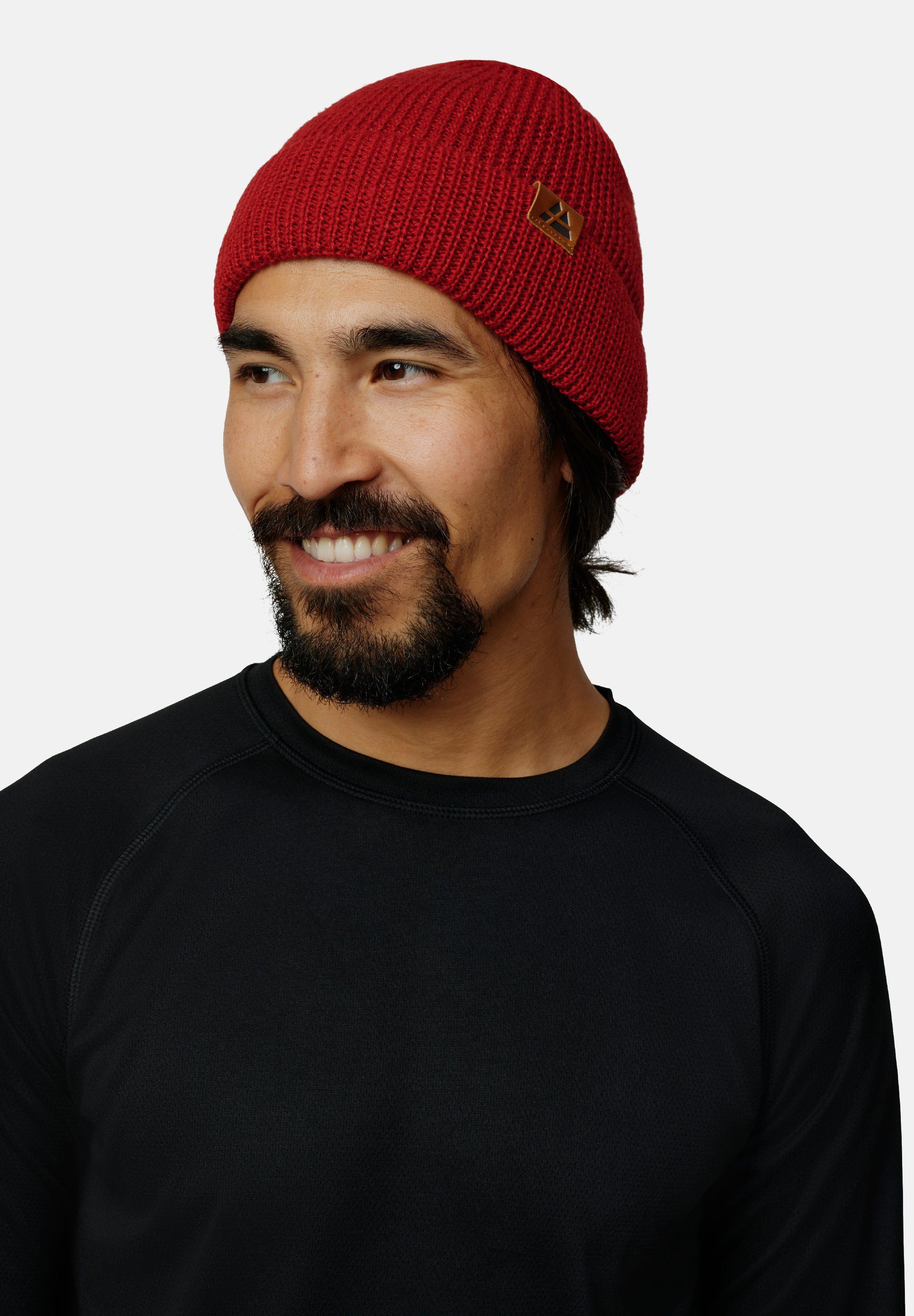 DANISH ENDURANCE Beanie Polar Fleece Merino Mütze mit warmem Fleece Für Damen & Herren, Weiche Wintermütze red