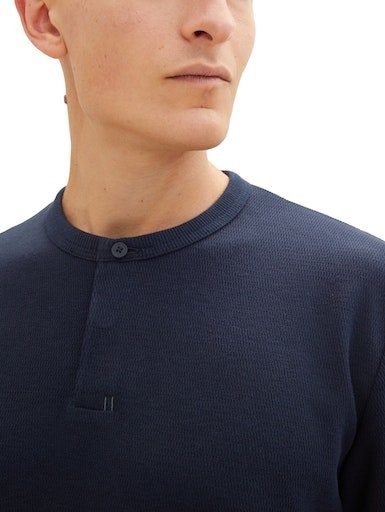 TOM TAILOR Langarmshirt aus strukturiertem Gewebe sky captain blue