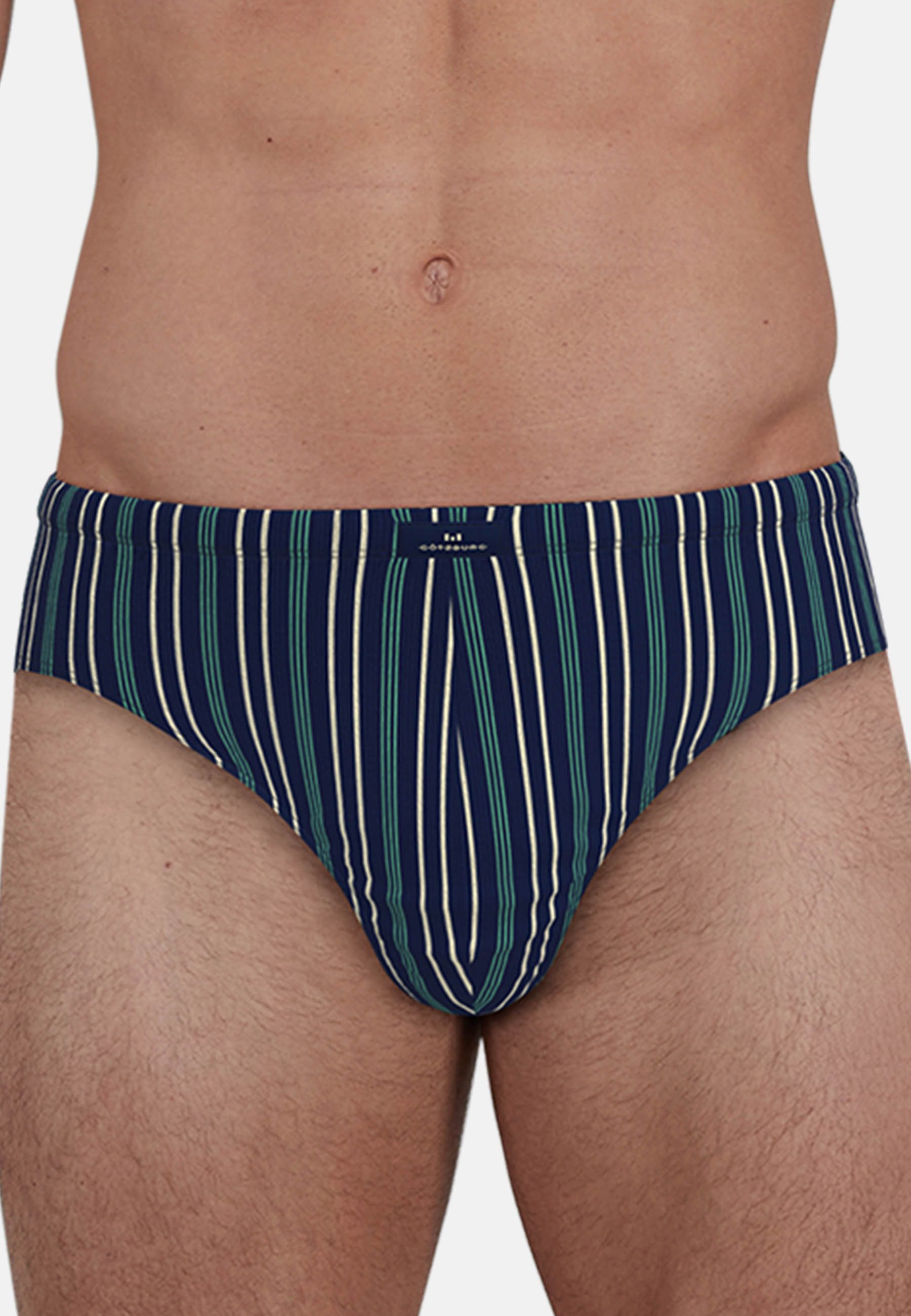 GÖTZBURG Slip Edingburgh (2er Pack) gestreift, basic, eng, mit Logo, atmungsaktiv, mit Logo, Baumwollmix