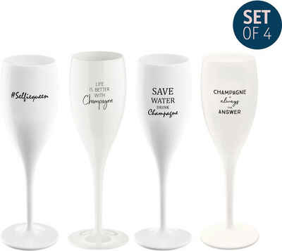 KOZIOL Sektglas »Superglas«, Kunststoff, recycelbar,CO2 neutrale Produktion,CHEERS No. 1 PARTY,100 ml, 4-teilig
