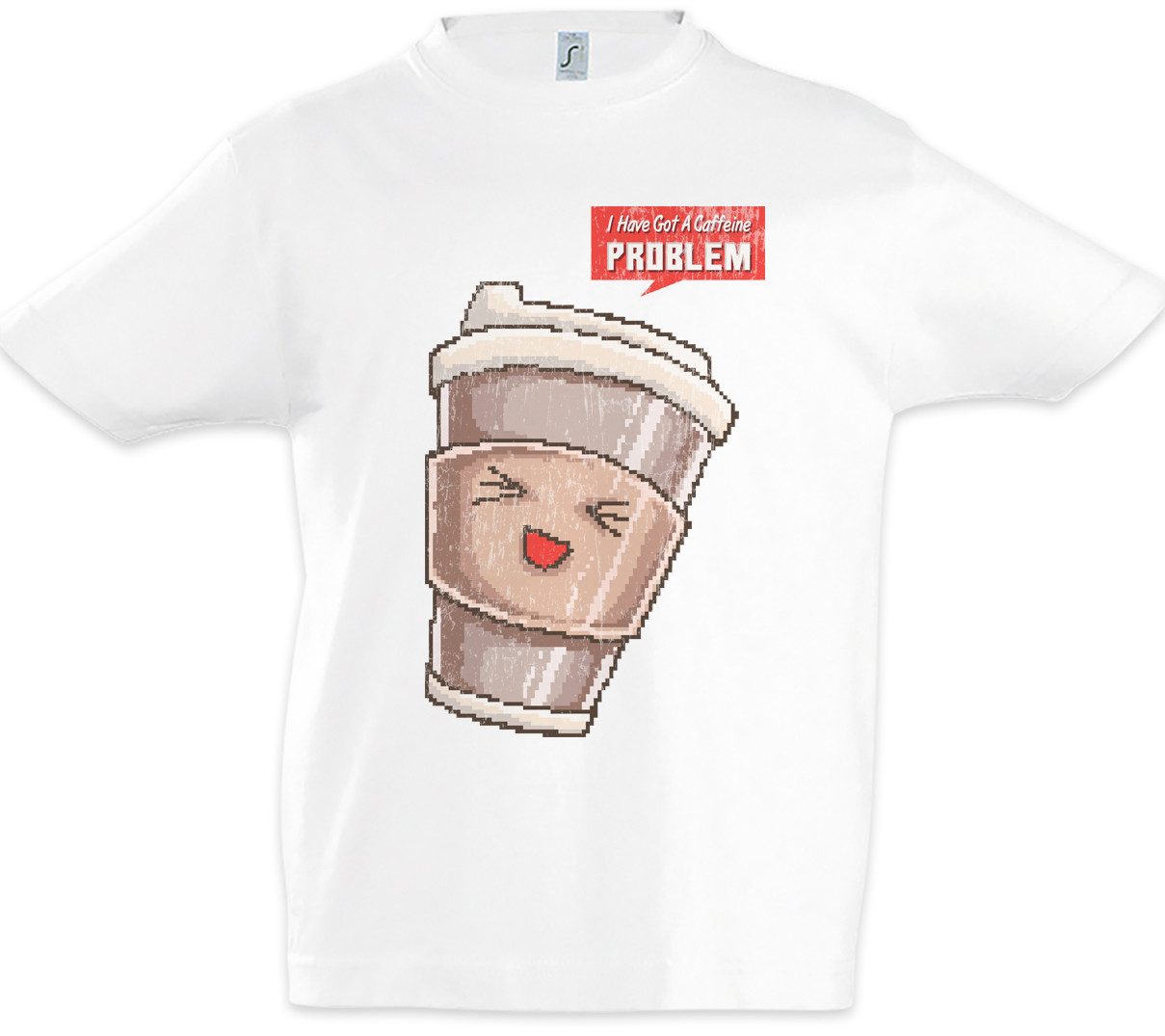 Print-Shirt Caffeine Problem Kinder T-Shirt Kaffee Coffeine Koffein Coffee Pixel