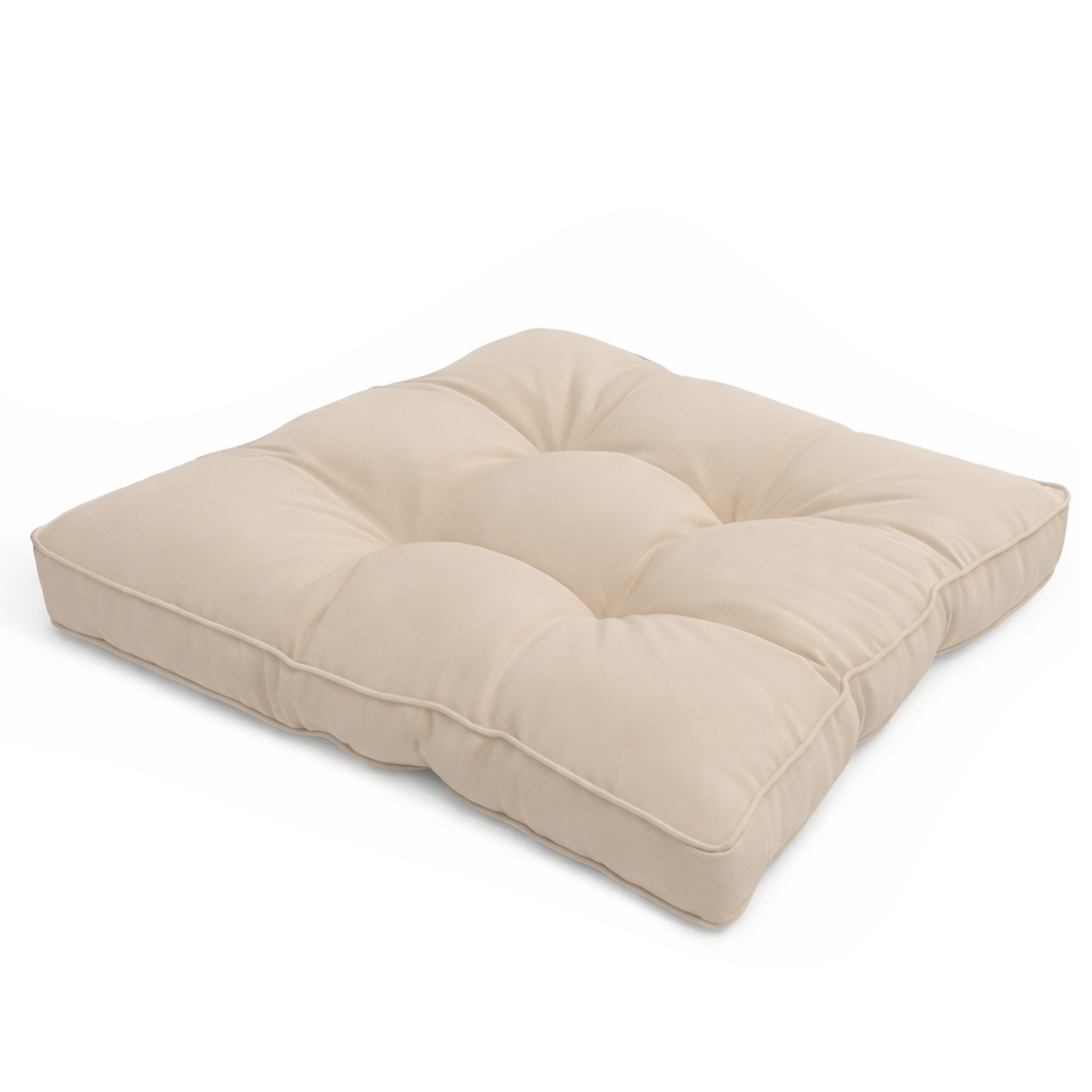 Beautissu Sitzkissen Lounge Kissen Outdoor Sitzkissen Flair LK, 50x50x10cm, Natur, 50x50x10 cm – Wetterfest Schmutzabweisend Polster für Gartenmöbel