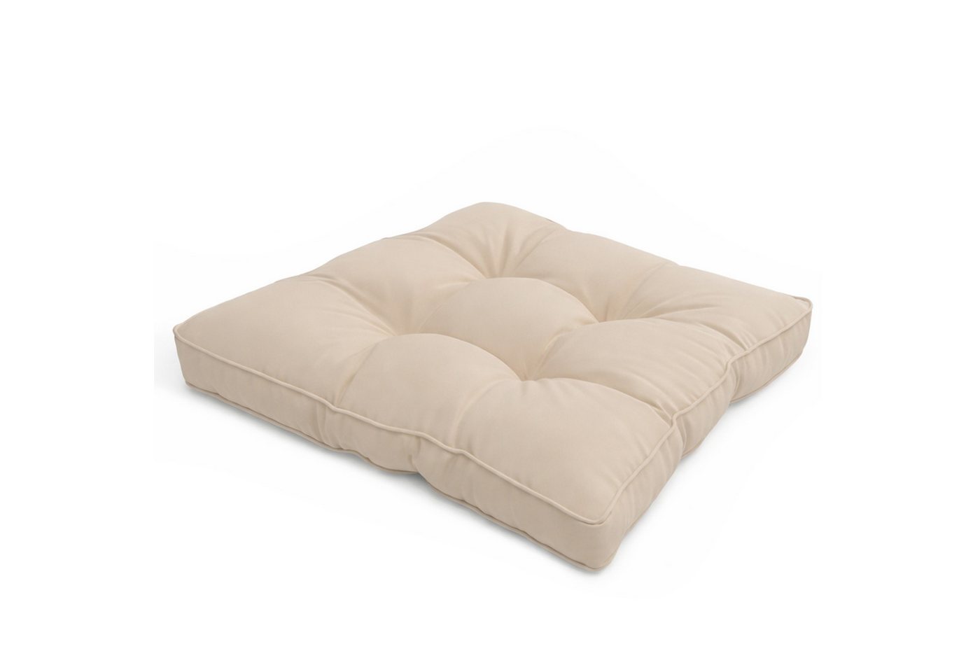 Beautissu Sitzkissen Lounge Kissen Outdoor Sitzkissen Flair LK, 50x50x10cm, Natur, 50x50x10 cm – Wetterfest Schmutzabweisend Polster für Gartenmöbel