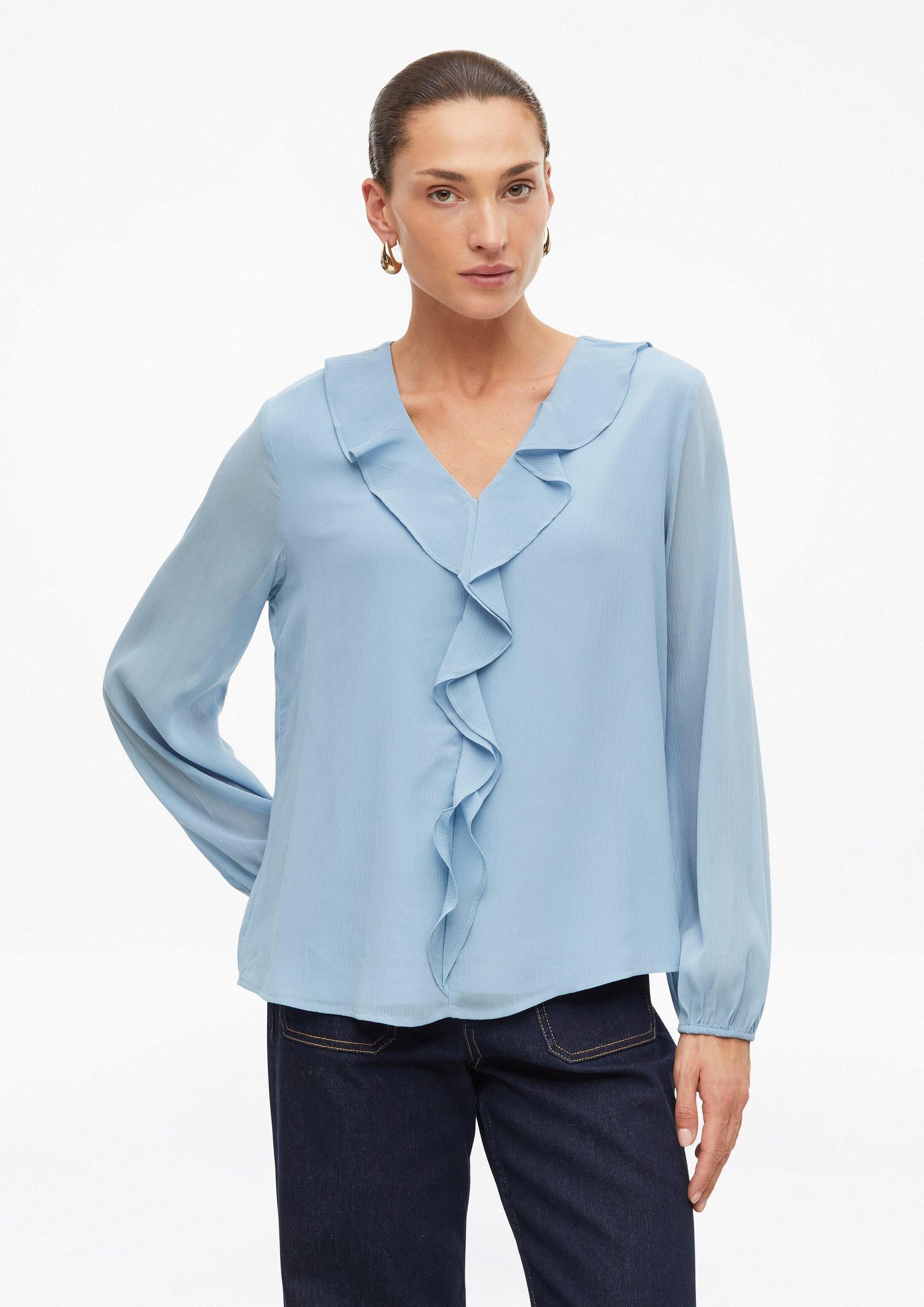 s.Oliver Langarmbluse Bluse Bluse aus Crinkle-Chiffon mit Volants
