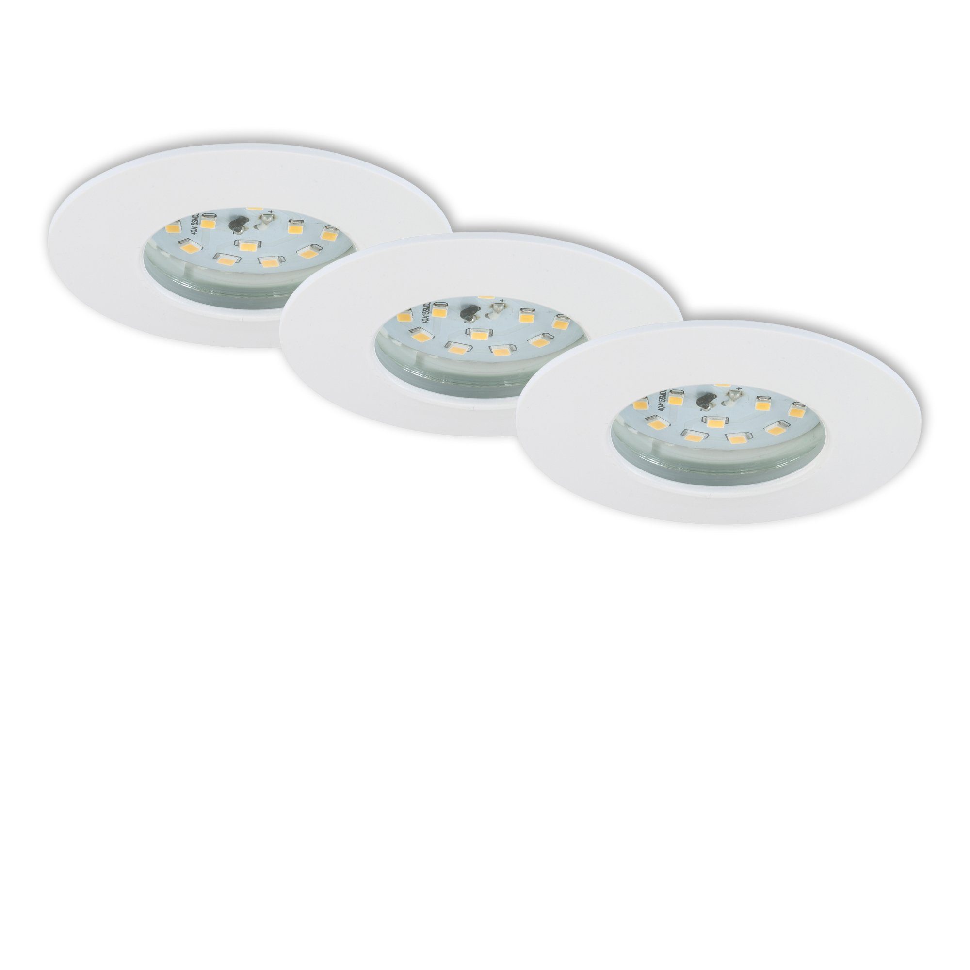 dimmbar für 7,5cm 7231-036, Einbauleuchte Einbauleuchte IP44 LED LED verbaut, Warmweiß, SET fest - Briloner Leuchten Bad Ø