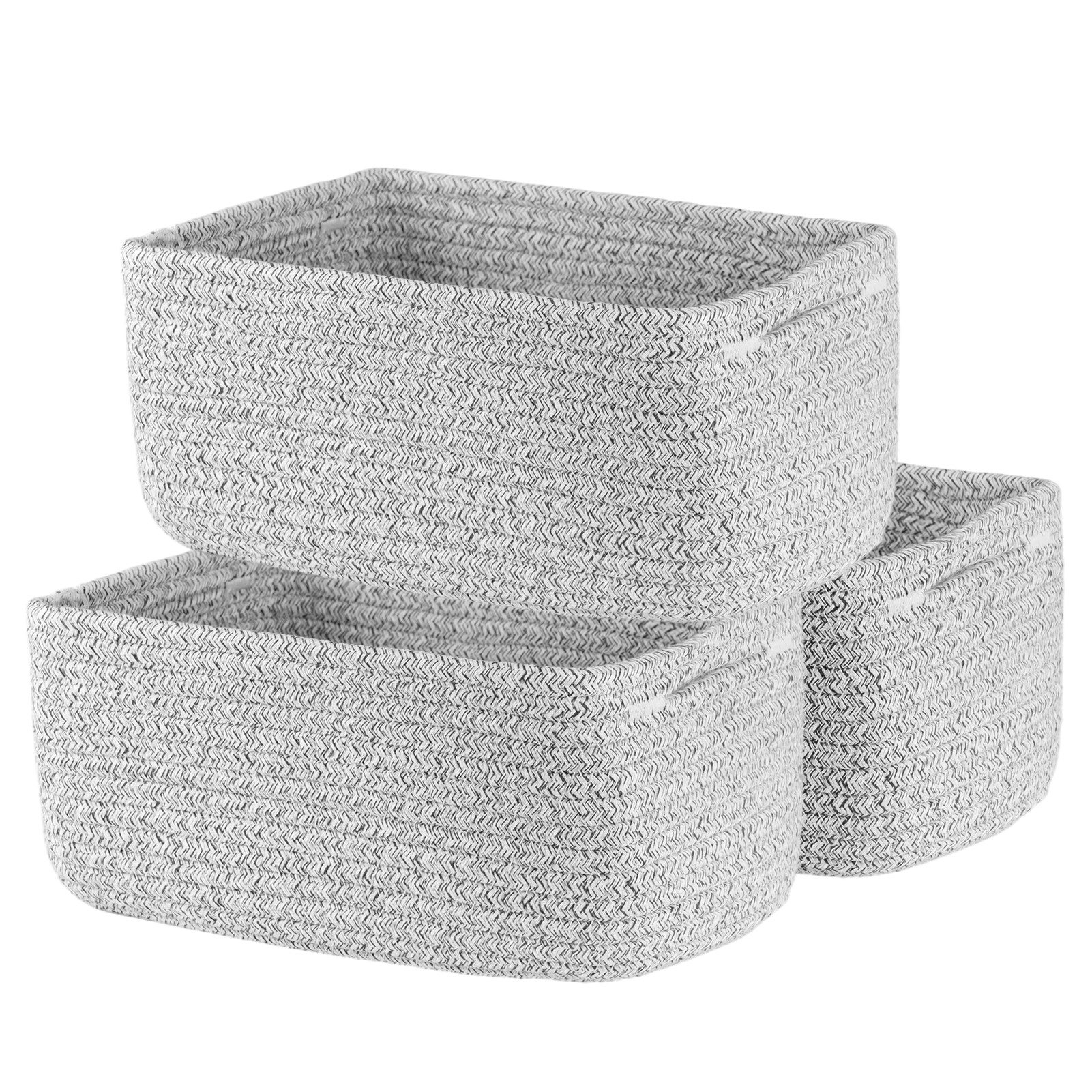 Youyijia Aufbewahrungsbox Aufbewahrungskörbe 3er Set, Baumwollseil 25 x 22 x 13,5 cm