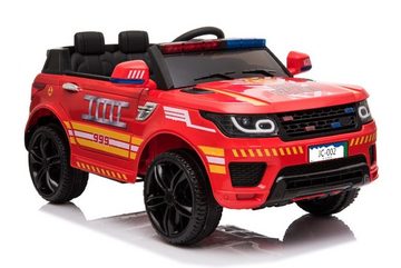 ES-Toys Elektro-Kinderauto Kinder Elektroauto Feuerwehr RR002, Belastbarkeit 30 kg, LED-Lichter Sirene MP3 USB Fernbedienung
