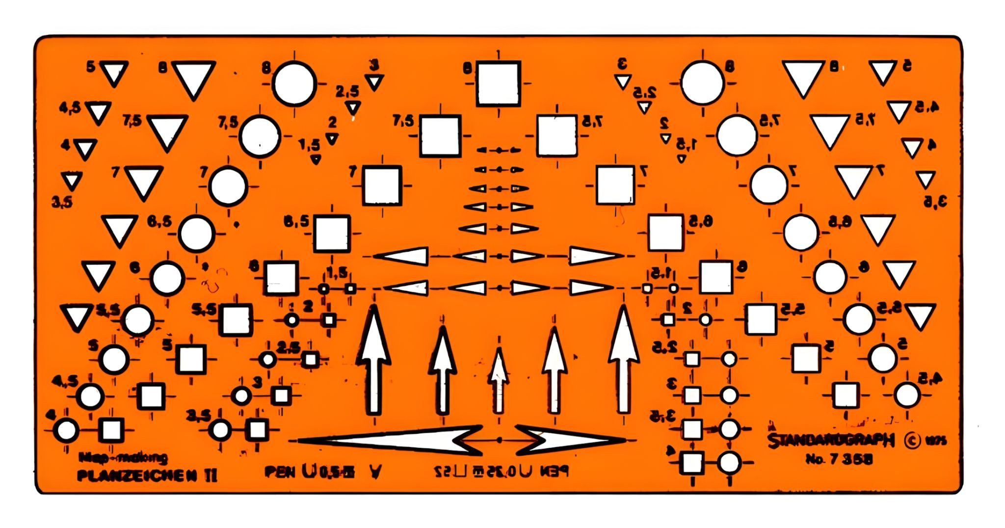 STANDARDGRAPH Zeichenlineal Planzeichenschablone STANDARDGRAPH 7358