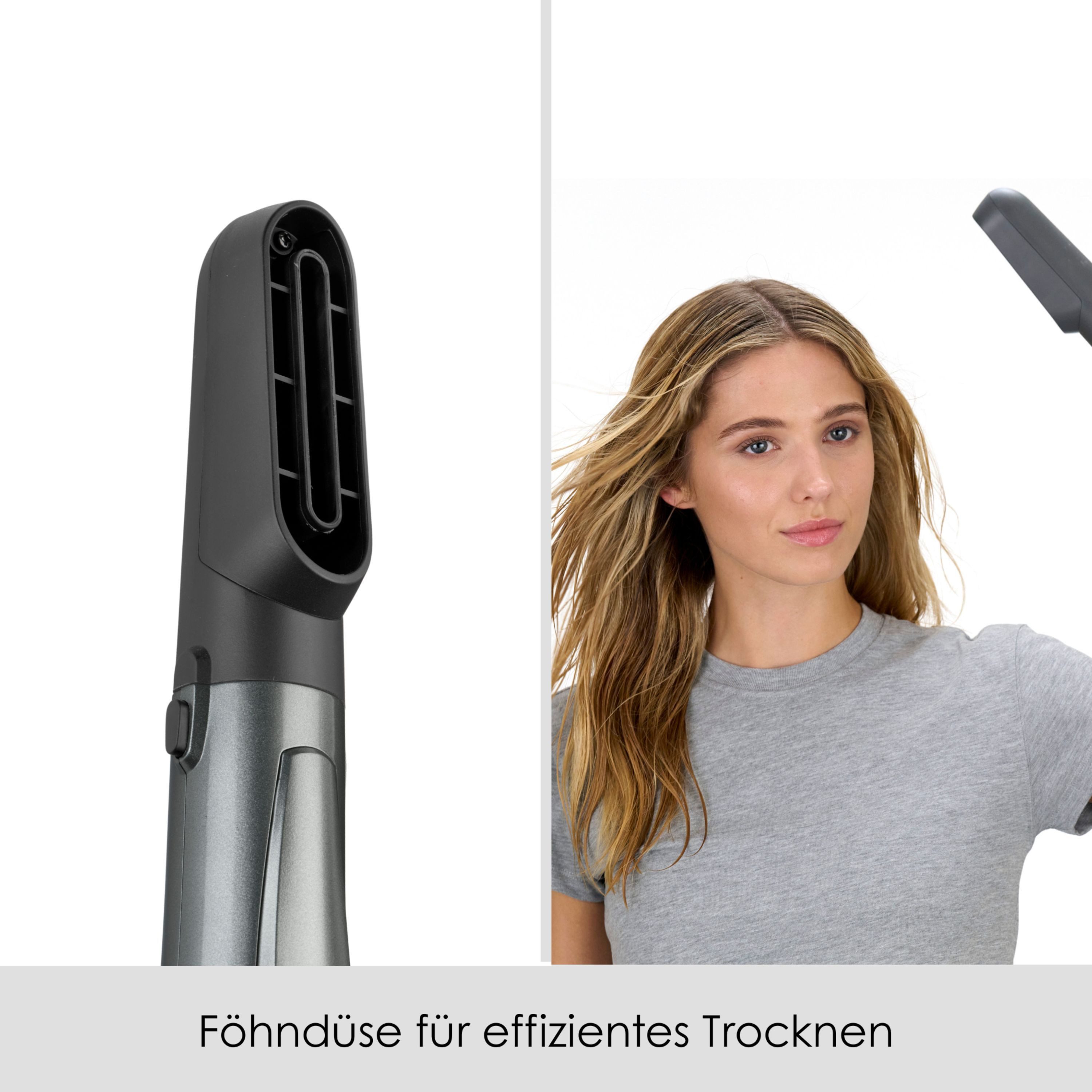 BaByliss Warmluftbürste Xanadu Warmluftbürste mit 3 Aufsätzen, 1000W, AS261E, Rundbürstenföhn, 3-in-1 Föhnen, Glätten, Volumen, Ionen-Technologie grau|grün