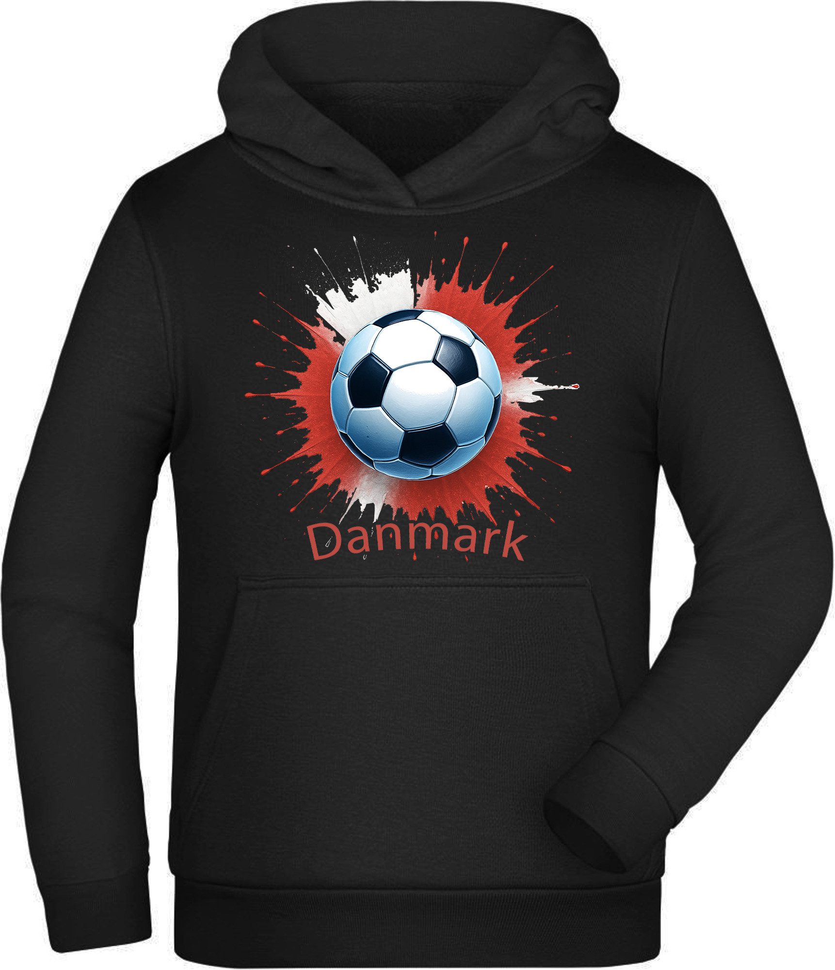 MyDesign24 Hoodie Kinder WM Hoodie Nationalmannschaft Fussball Kapuzensweater – Dänemark Fan Hoodie i673
